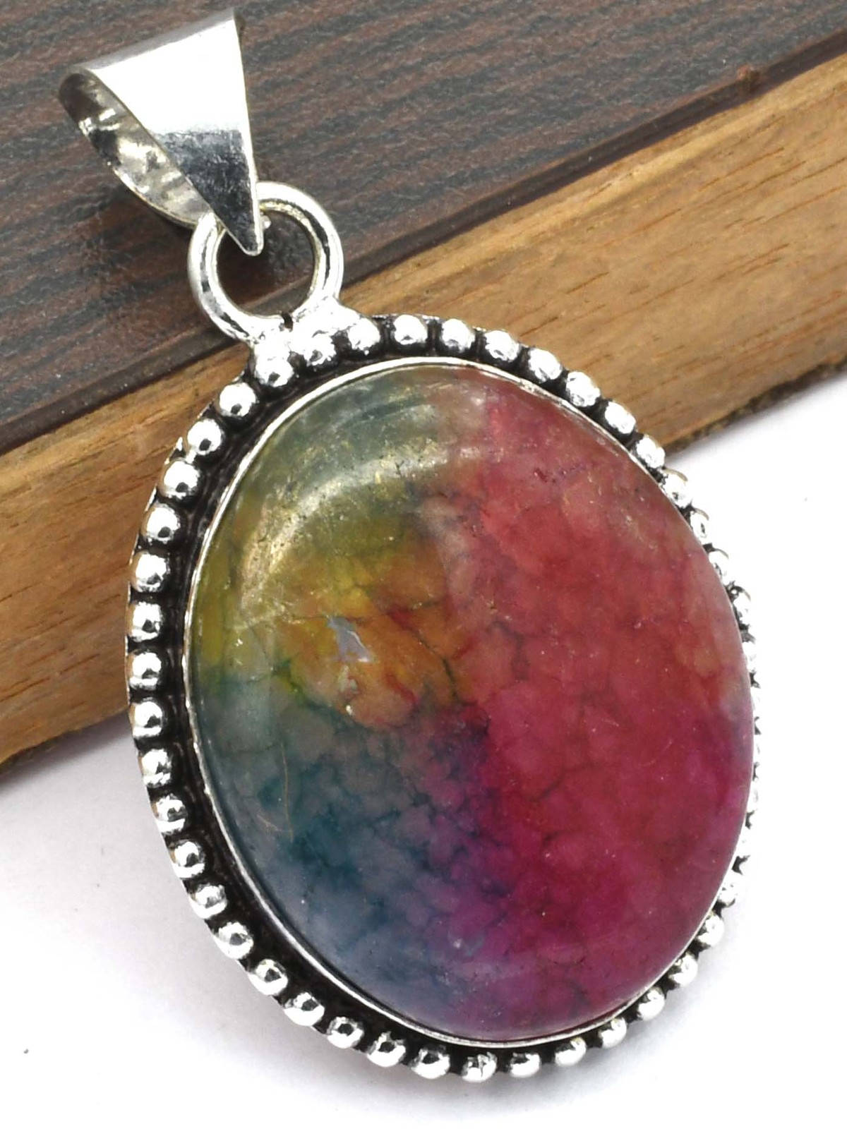Rainbow Solar Quartz Gemstone Ethnic Handmade Pendant Jewelry 0.7″ P 3113
