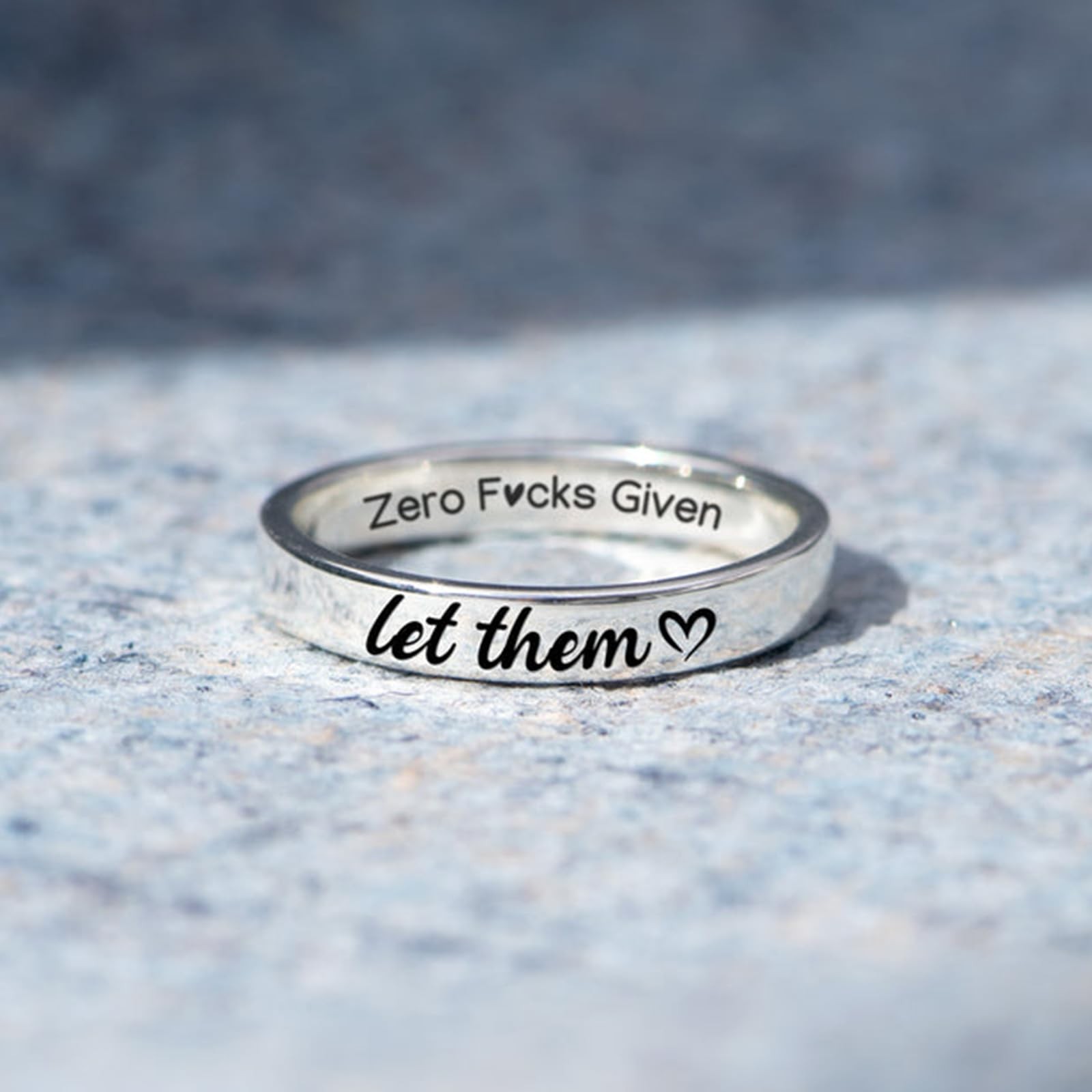 Let Them Zero Fcks Given Mantra Ring for , Stainless Steel Band Rings Silver …