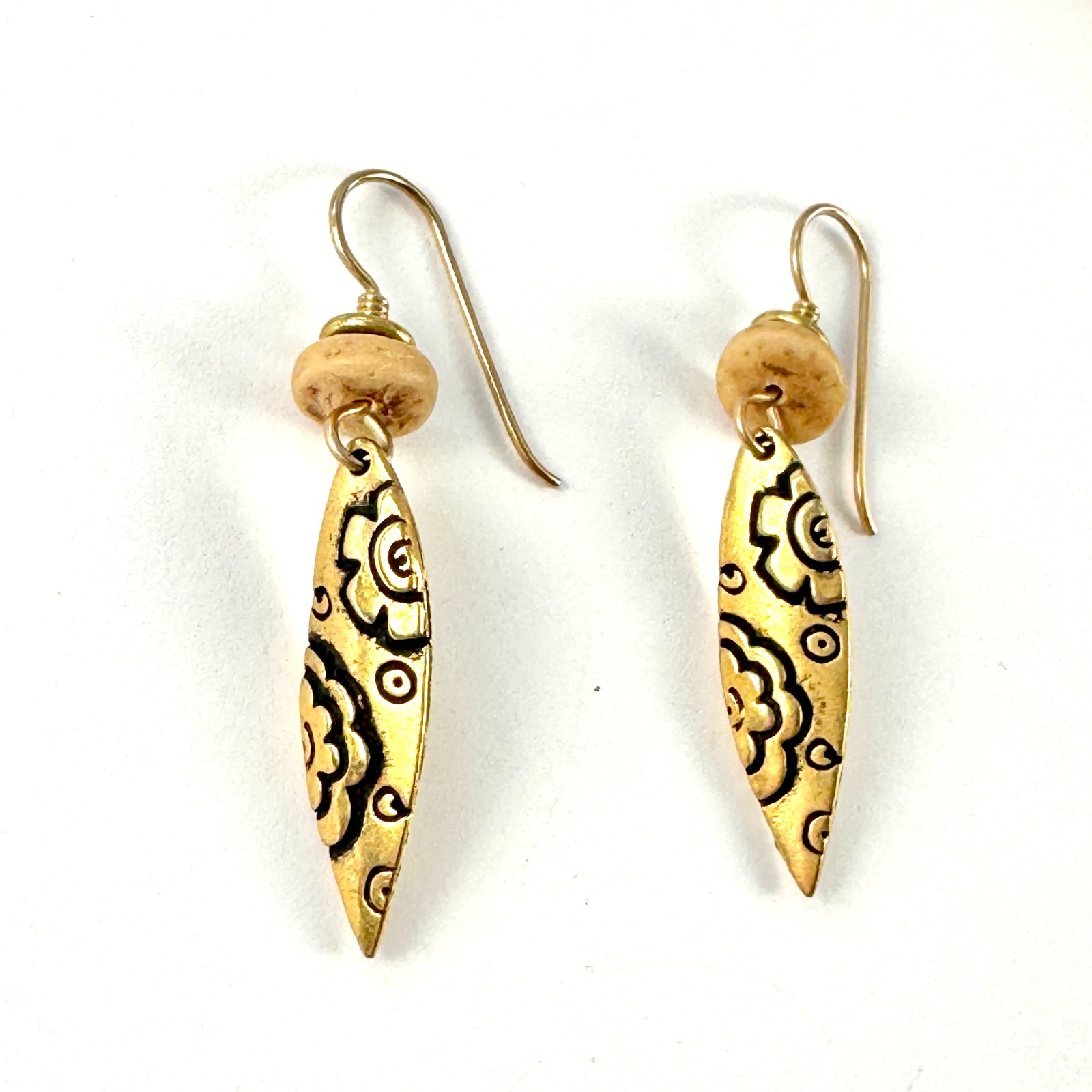 NEW Old Stock Signed Laurel Burch Emma Flower Gold Retired Earrings