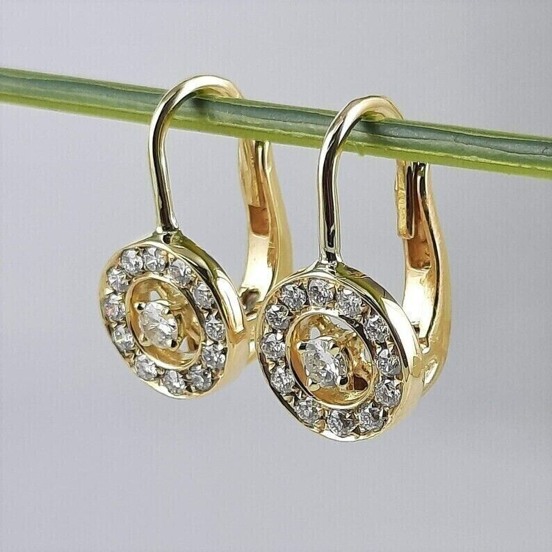 2Ct Round Cut Simulated Diamond Drop Stunning Earrings In 14K Yellow Gold Plated