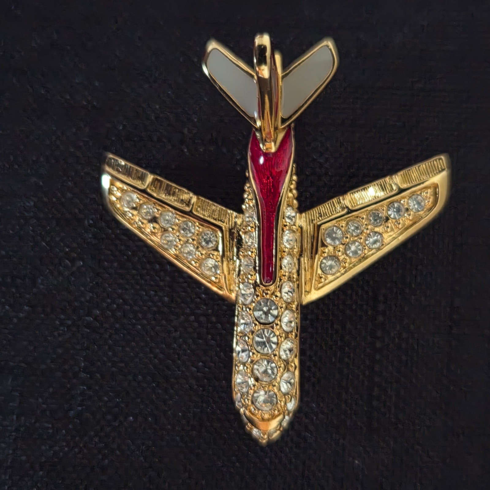 NIB Swarovski Crystal “Bridging The Pacific” Signed Airplane Pin Commemorative