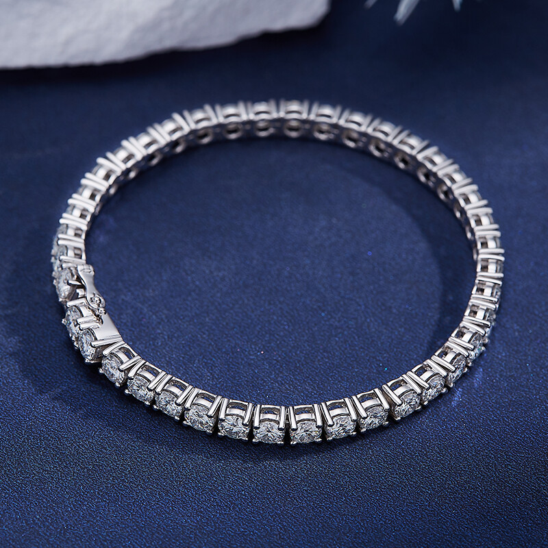US 2-6.5mm Tennis Bracelet SOLID 925 Sterling Silver MOISSANITE Passes Tester！