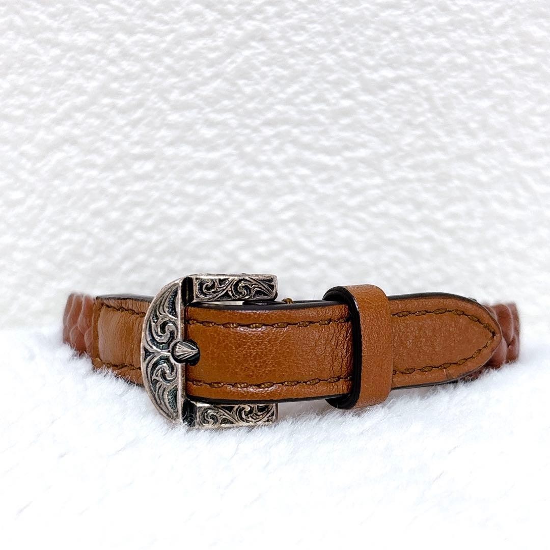 GUCCI Heart Wrap Bracelet Braided Leather Brown Size: 18 7.1/7.8 in. [Unused]