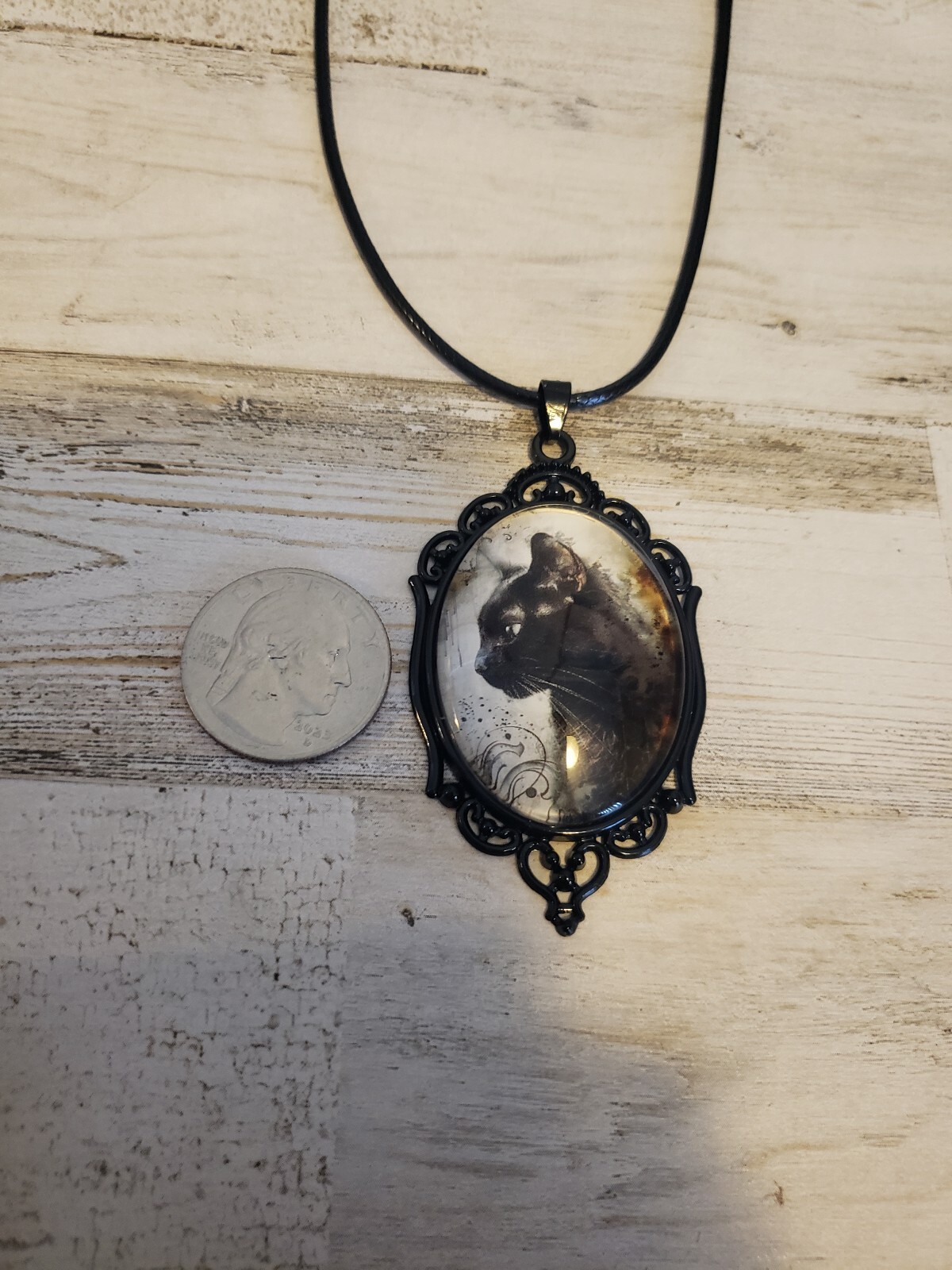 Cat necklace black kitty jewelry witch Halloween cute love luna shadow midnight