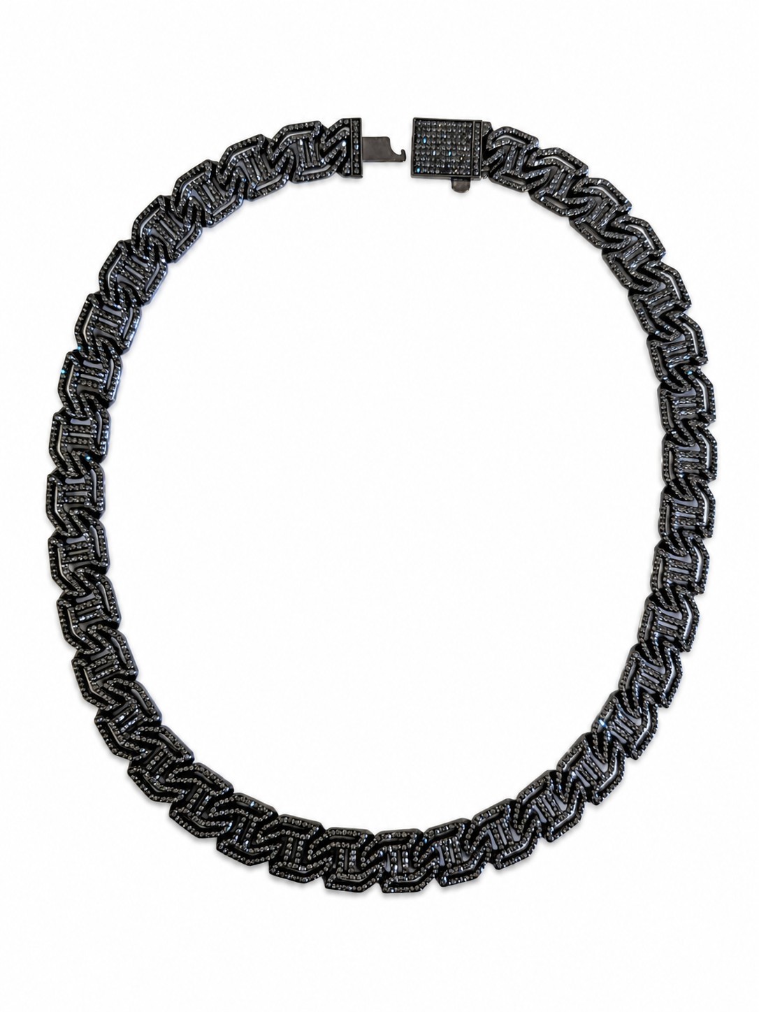 Gunmetal CZ & Moissanite Statement Chain Necklace