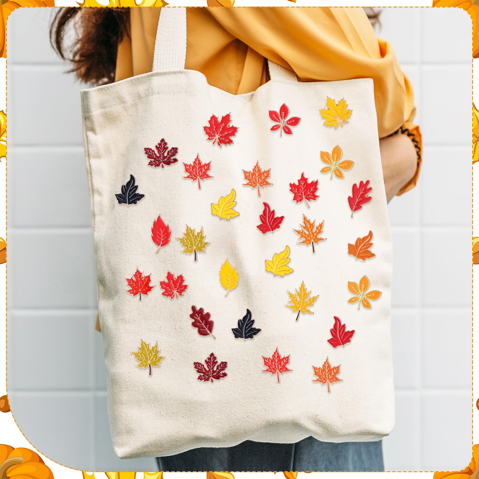 40 Pcs Maple Leaf Enamel Pins Bulk Fall Lapel Pins for Backpacks Autumn Maple…