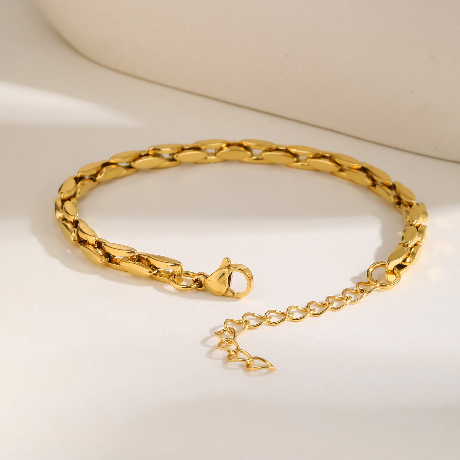 Stainless Steel Simple Plain Chain Strand Bracelet Couple Link Bracelet Classic