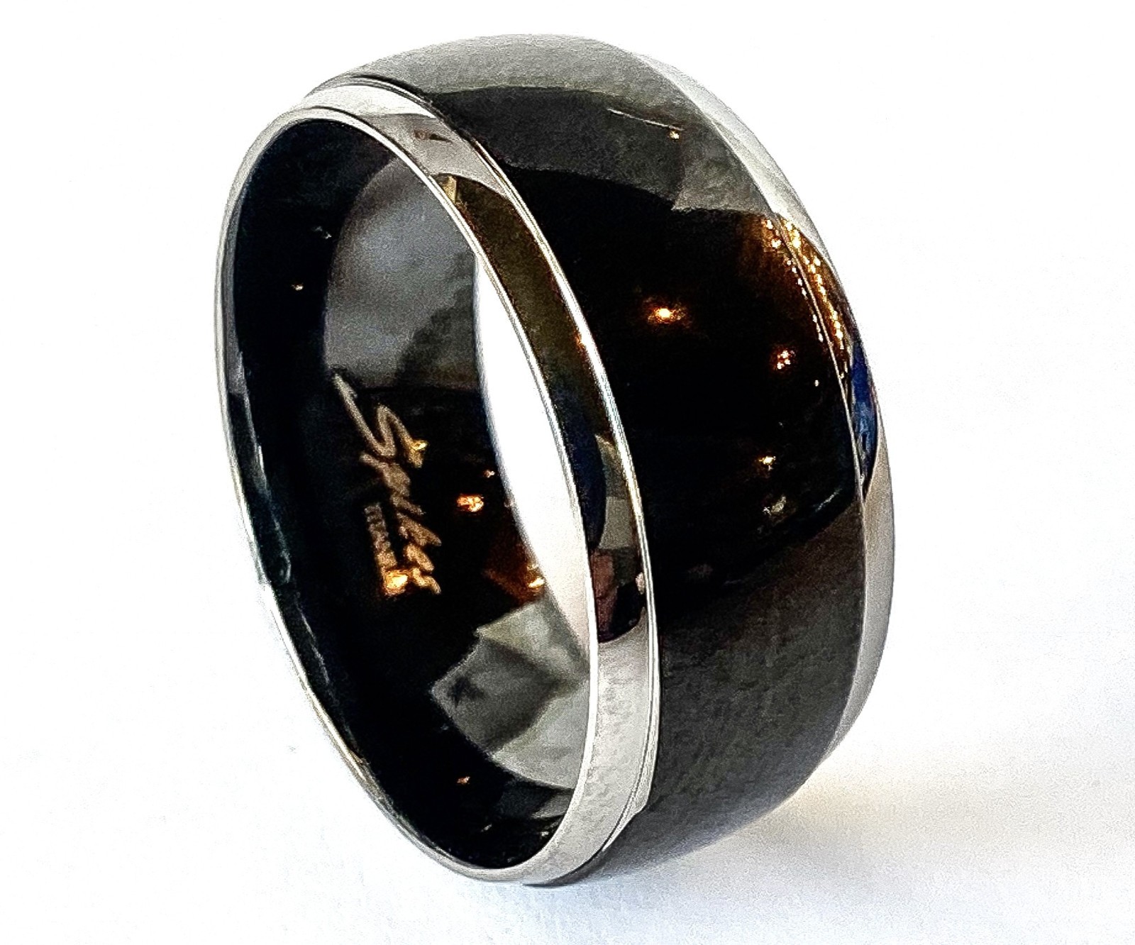 Solid Titanium Black IP Center Dome Ring Band Size 5,6,7,8,9,10,11,12,13 (f144)