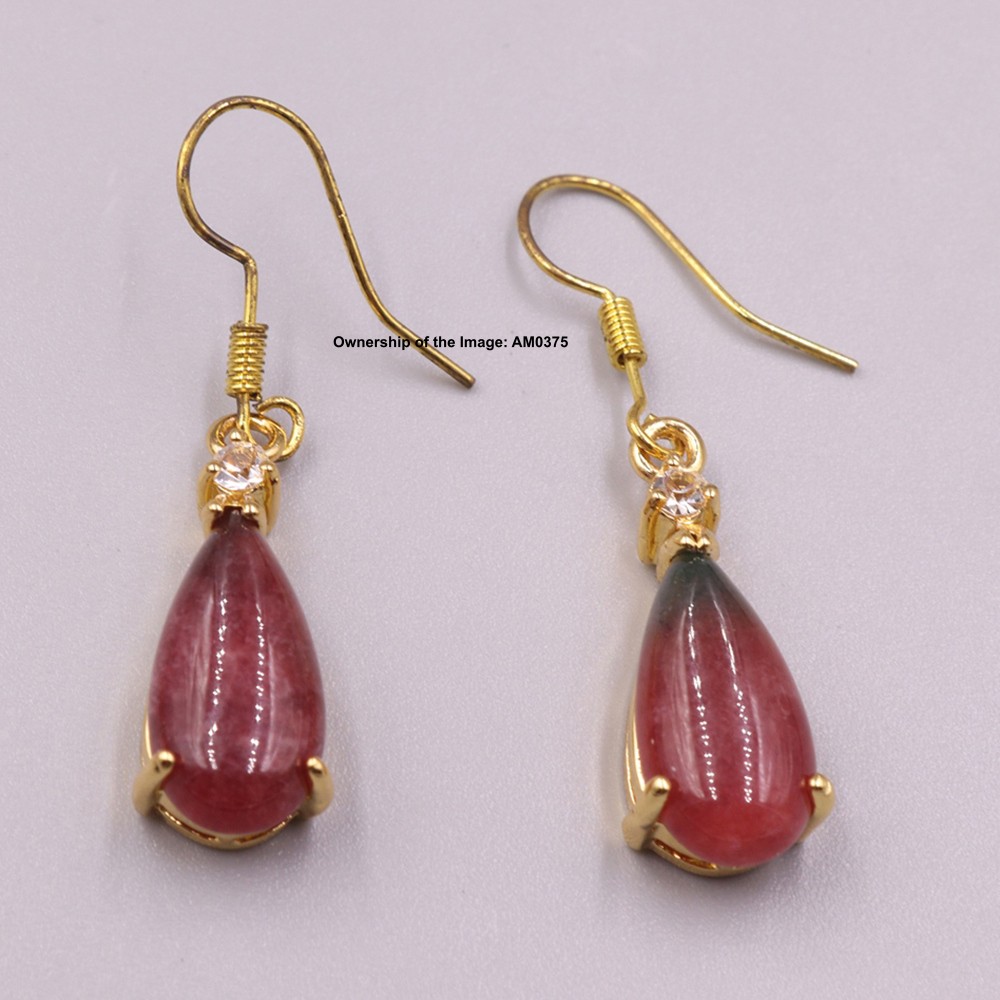 Wholesale 4pair Gold Plated Alloy Handmade Green Jade Dangle Earrings #4