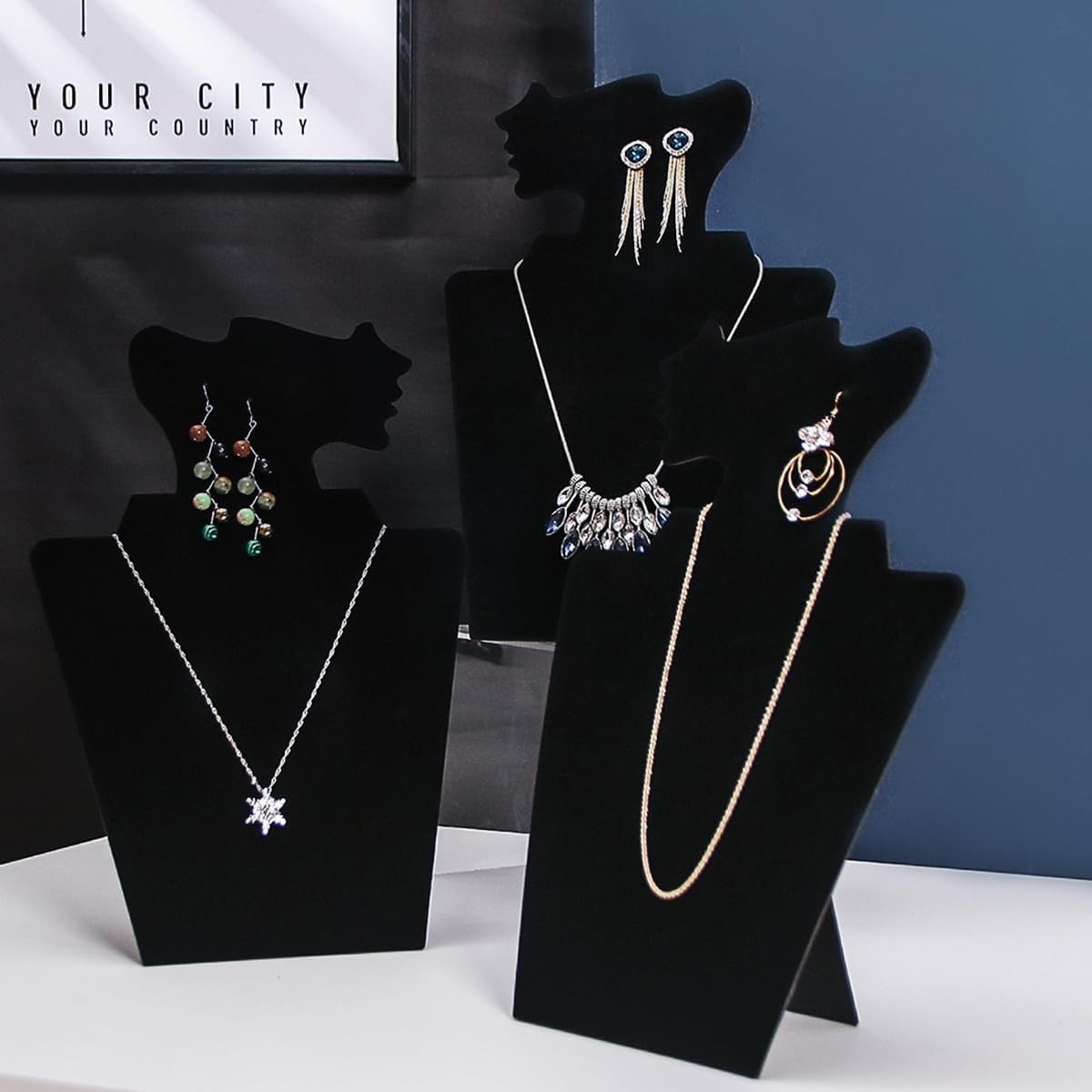 4 Pcs/Set Necklace Earring Set Display for Selling, Necklace Jewelry Holder