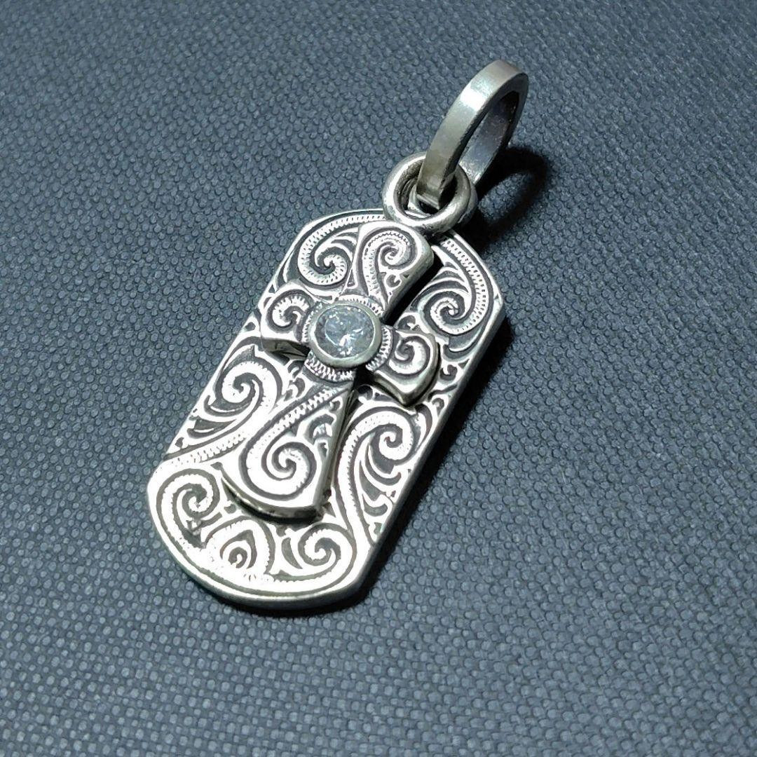 Silver Hawaiian Cross Dog Tag Pendant Used Coated Not Specified