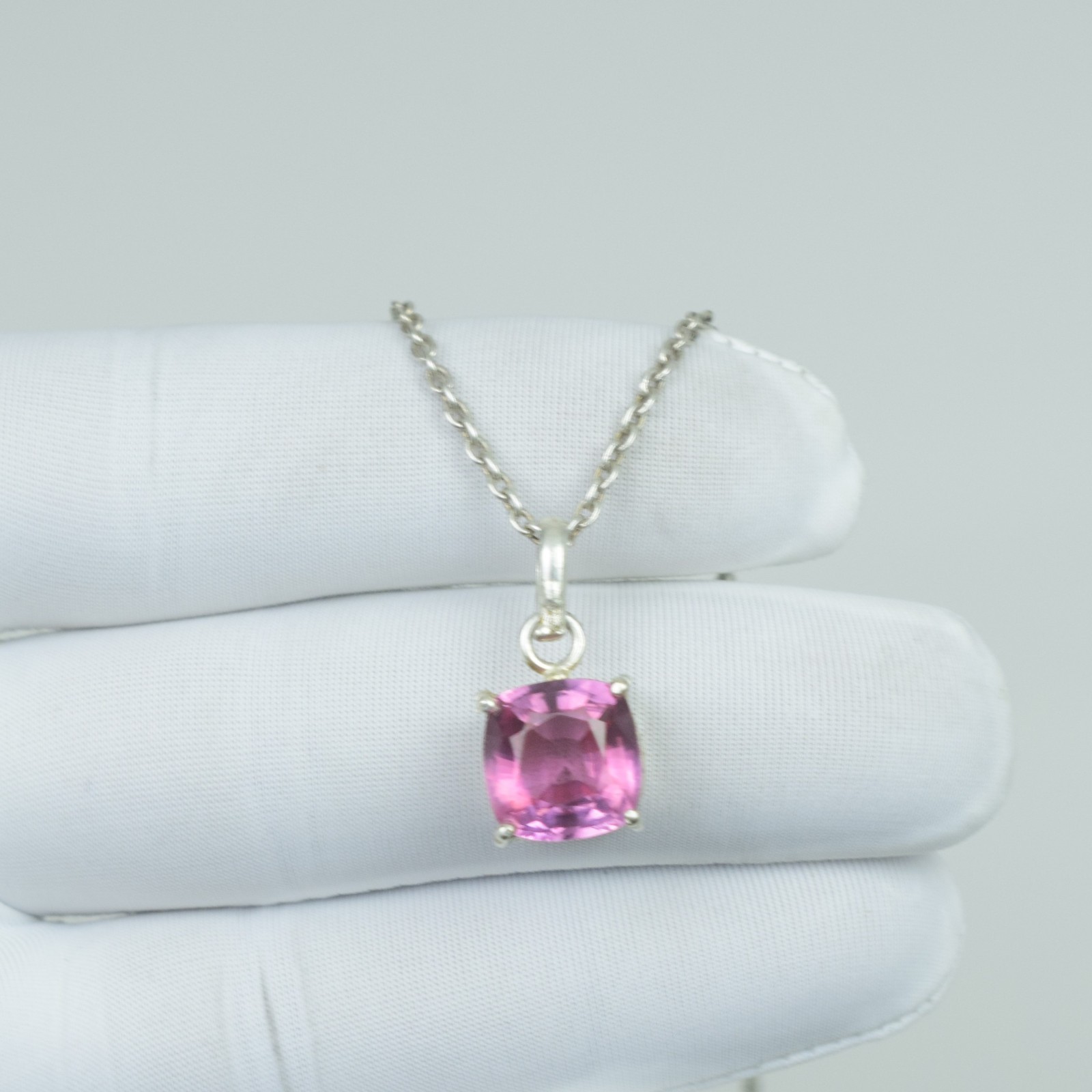Pink Kunzite Necklace Jewelry, Minimalist Gift Pendant, 16Ct 925 Sterling Silver