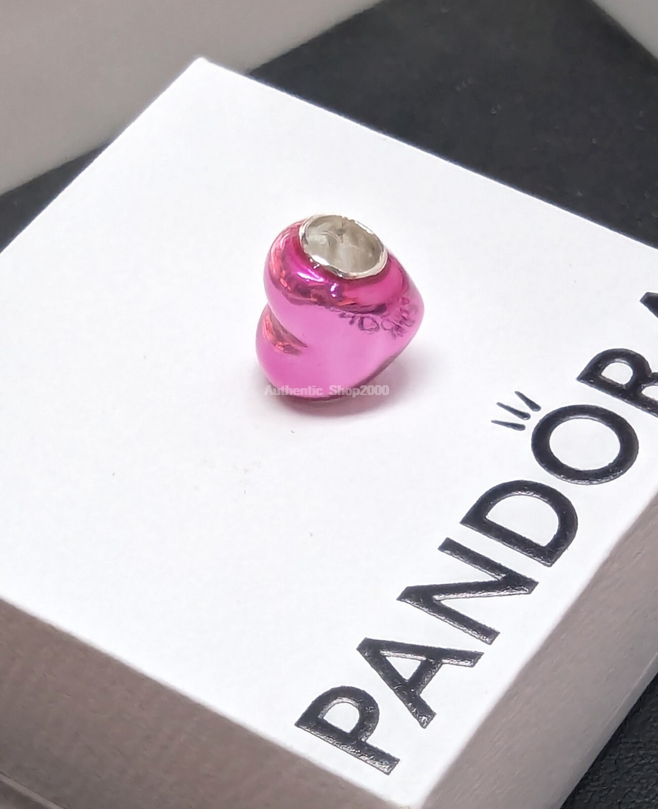 New 100% Authentic PANDORA 925 Ale Silver Metallic Pink Heart Charm 793337C03