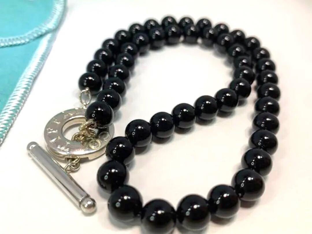 Tiffany & Co Black Onyx Necklace Sterling Silver 925 Choker 17.7in Box