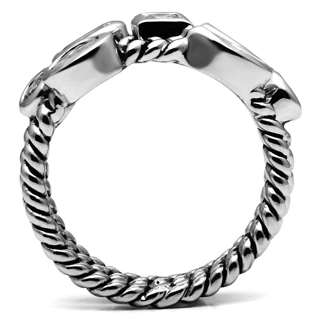 TK2880 – High polished (no plating) Stainless Steel Ring with AAA Grade CZ in