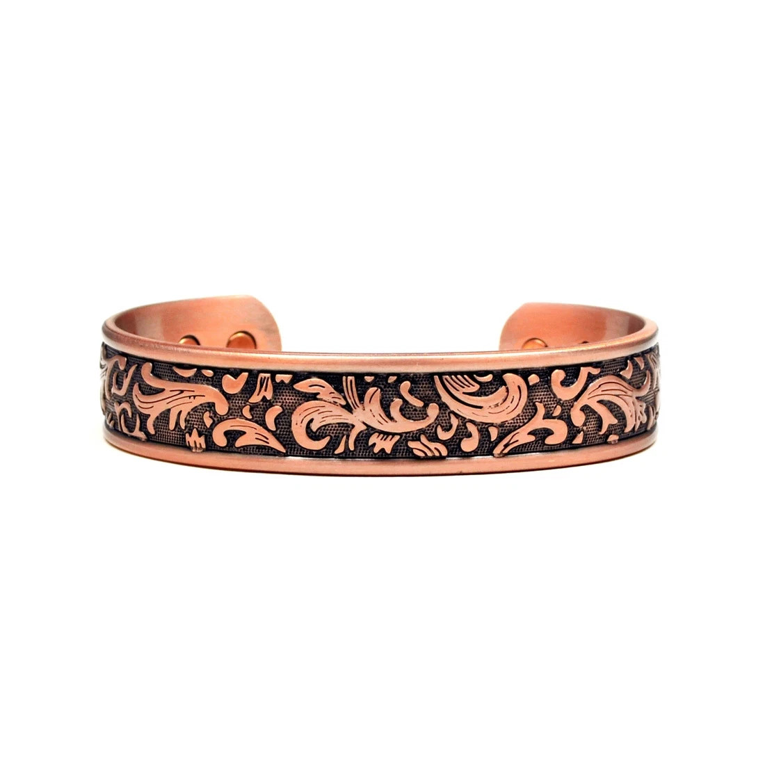 1PCVintage Scroll Engraved Copper Cuff Bracelet 6 Magnet Magnetic Therapy Bangle