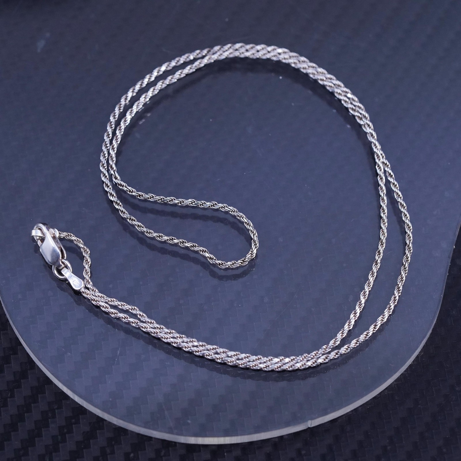 18” 1.6mm, vintage Italian AGI sterling silver 925 rope chain necklace