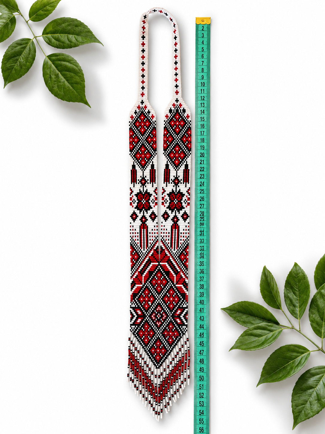Handmade Ukrainian Gerdan Necklace Preciosa Beaded Folk Jewelry 57cm