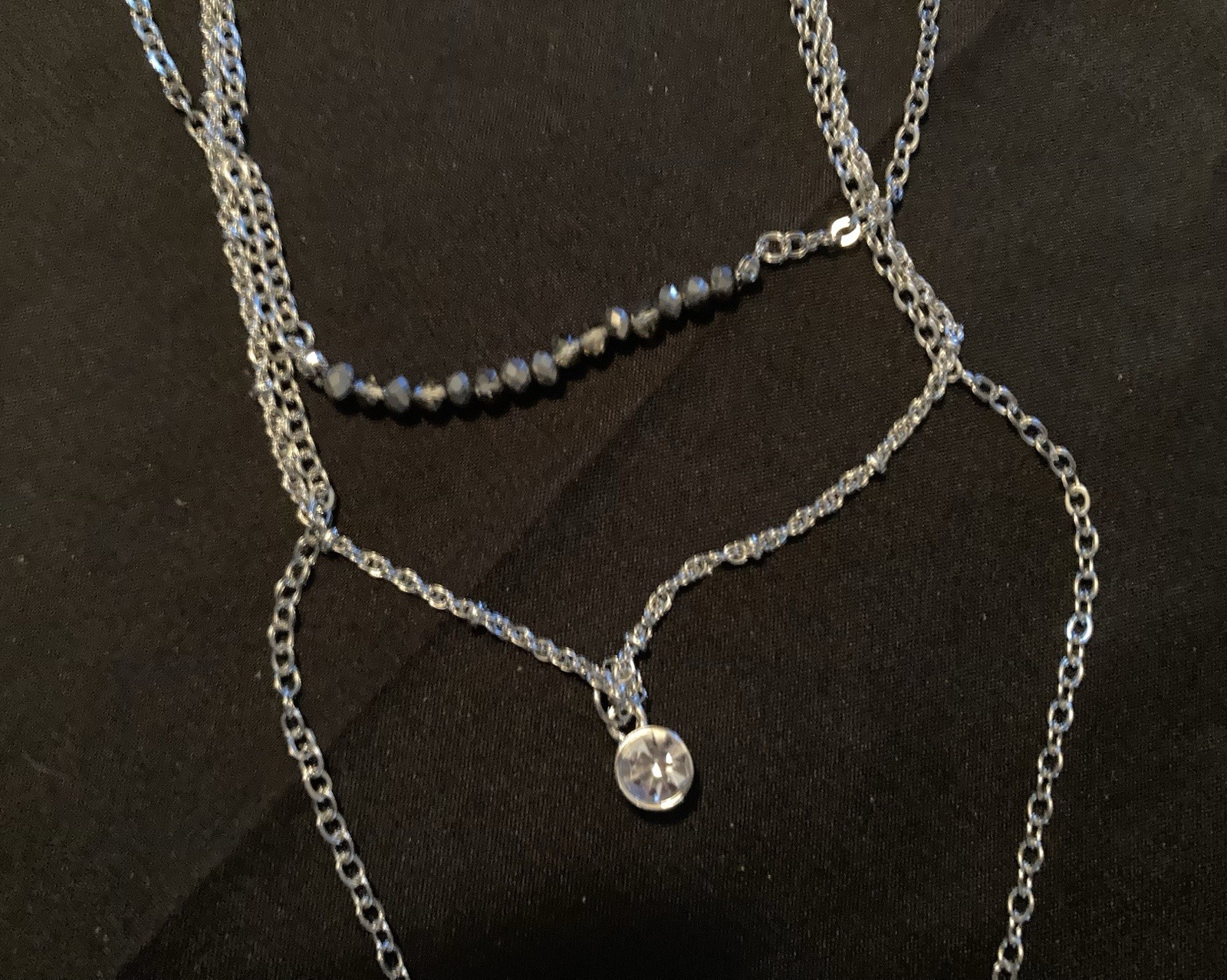 Maurice’s Silver Tone Layered Cable Chain Teardrop Charm Pendant Necklace