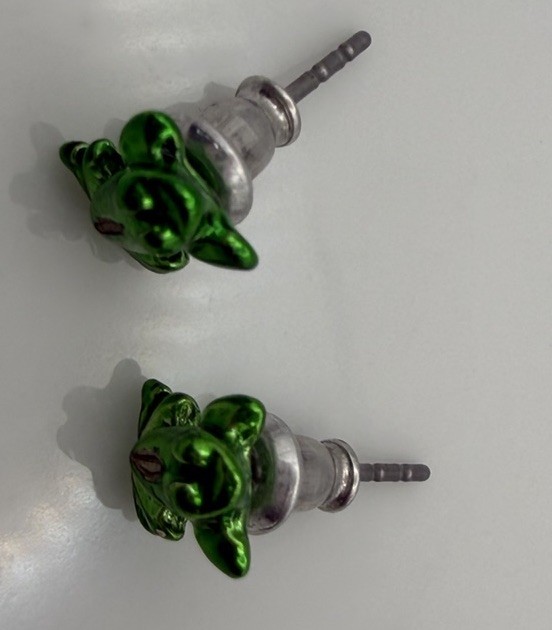 Frog Studs Earrings Green Post Lobe Reptile