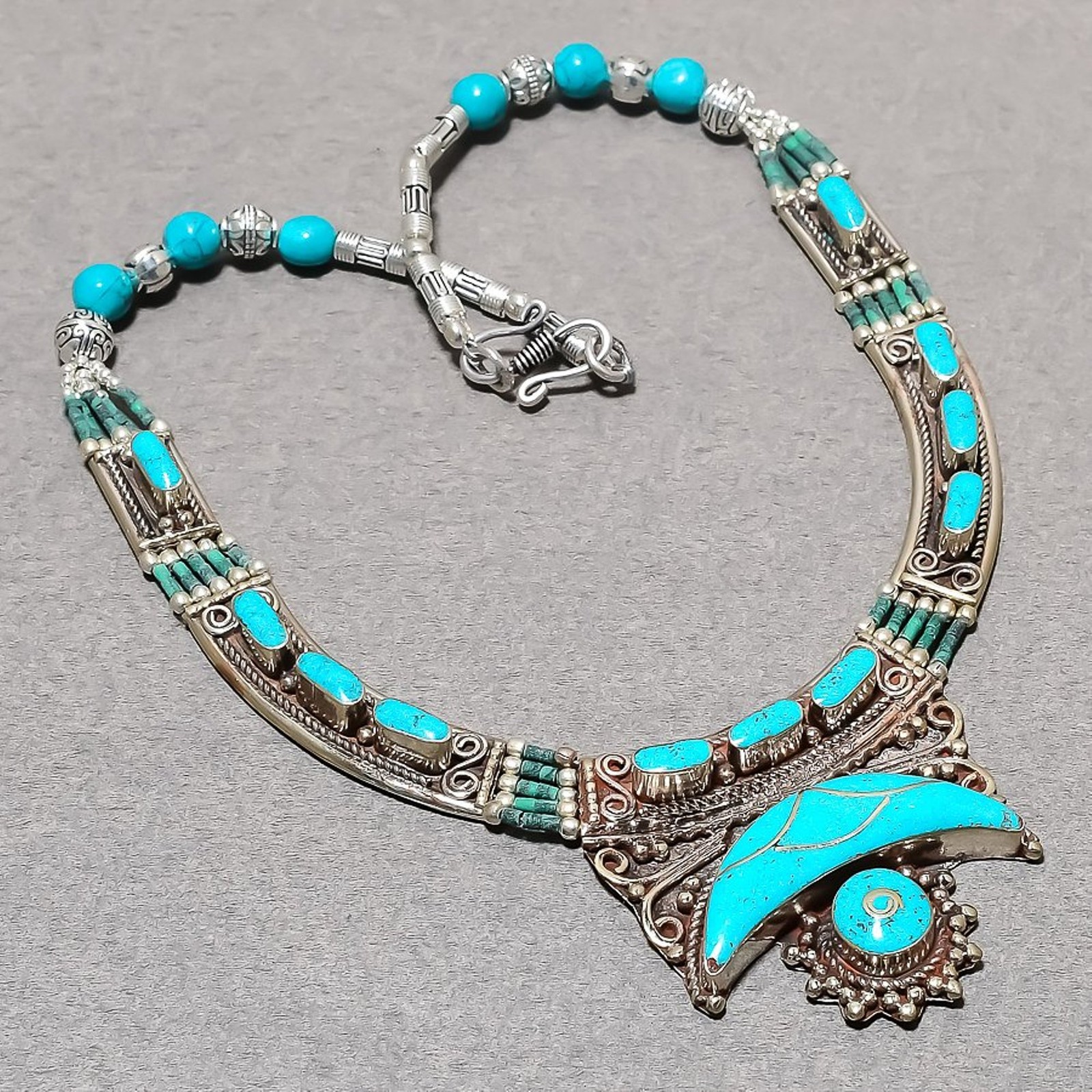 Tibetan Turquoise Handmade Statement Fashion Nepali Jewelry Necklace 18″ SR 6970