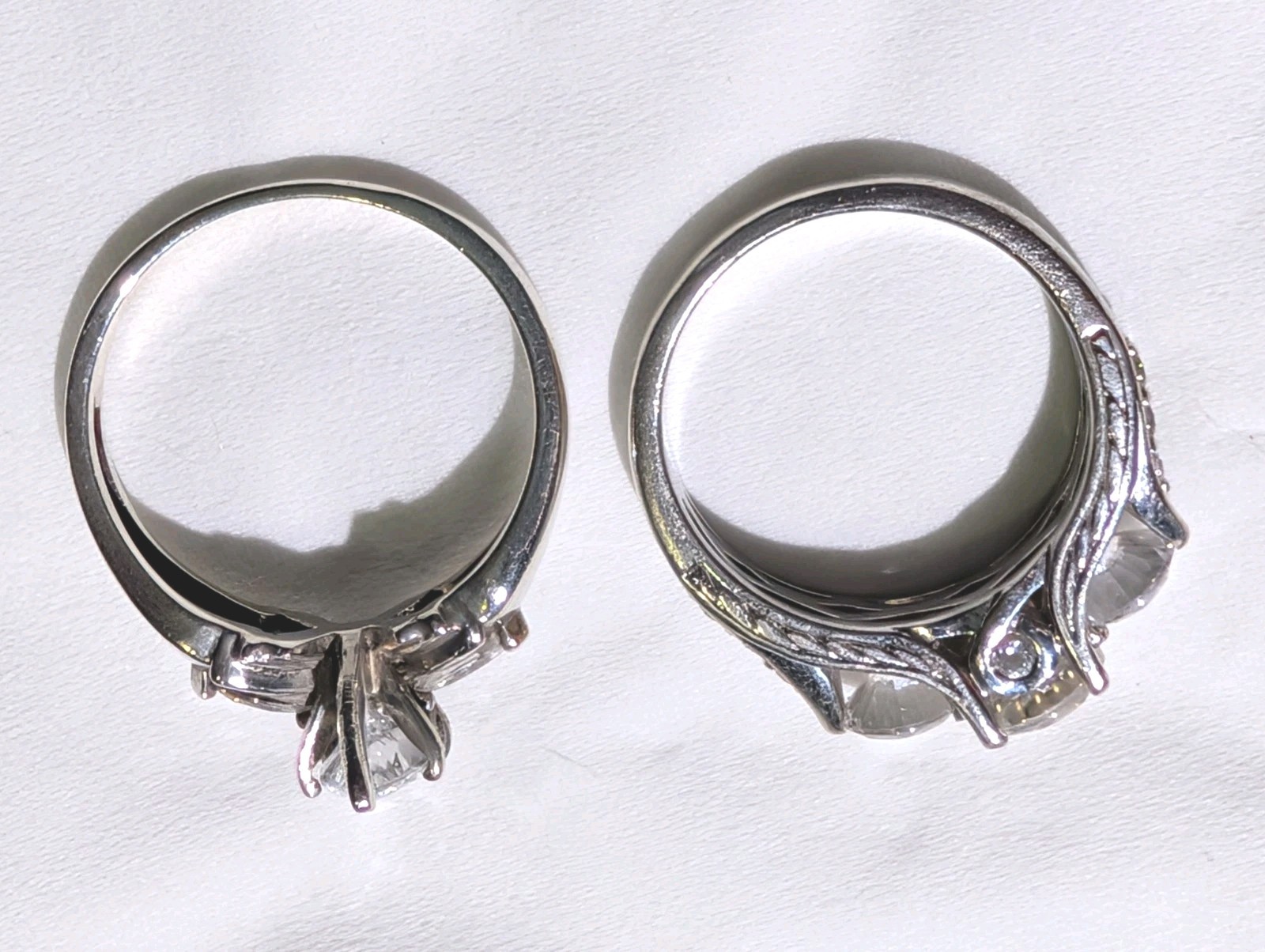Two STERLING SILVER ENGAGEMENT STYLE RINGS THL CZ & 925 DO SZ 8 & 8.75 9 Grams