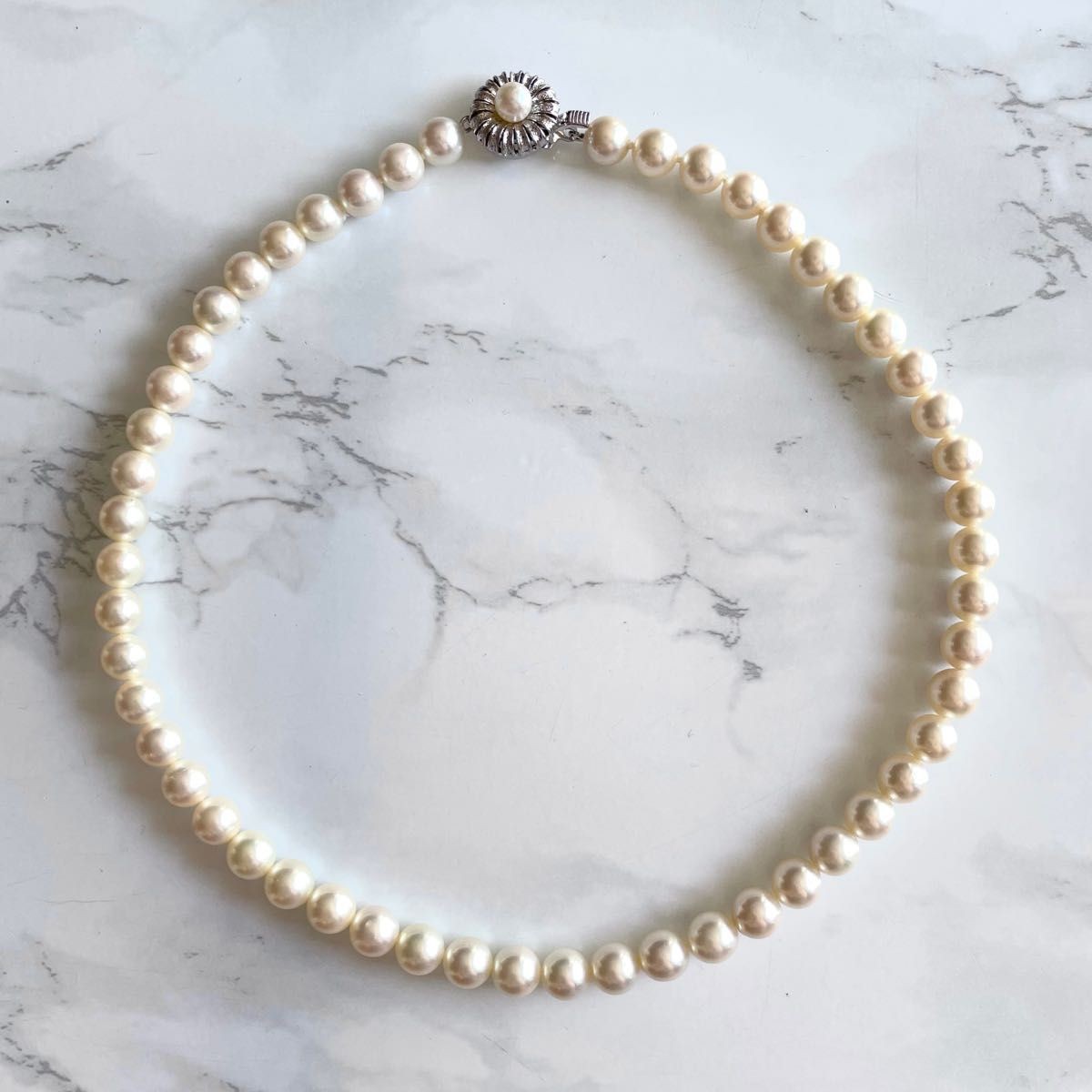 Akoya Pearl Necklace 7.5-8mm Cream Silver Clasp 42cm From Japan