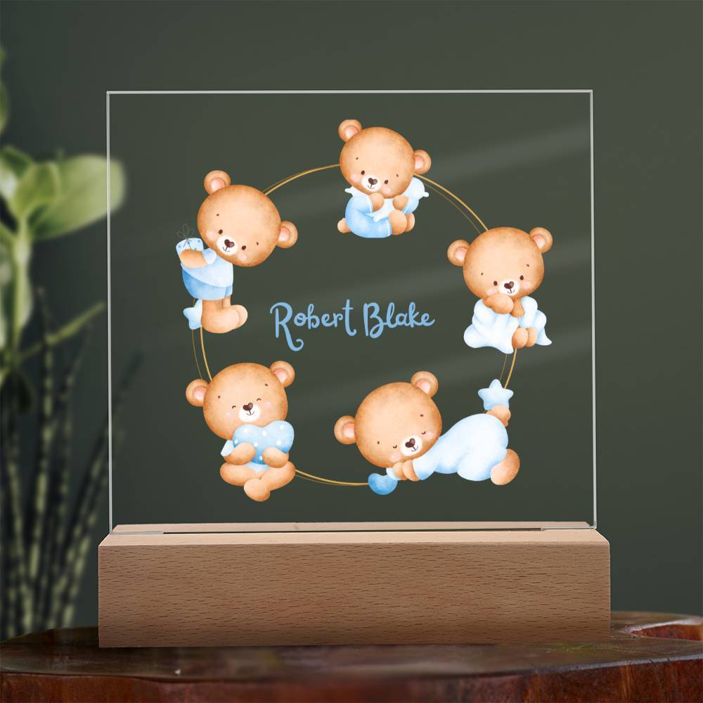 Custom night light for baby boy nursery, baby shower gift