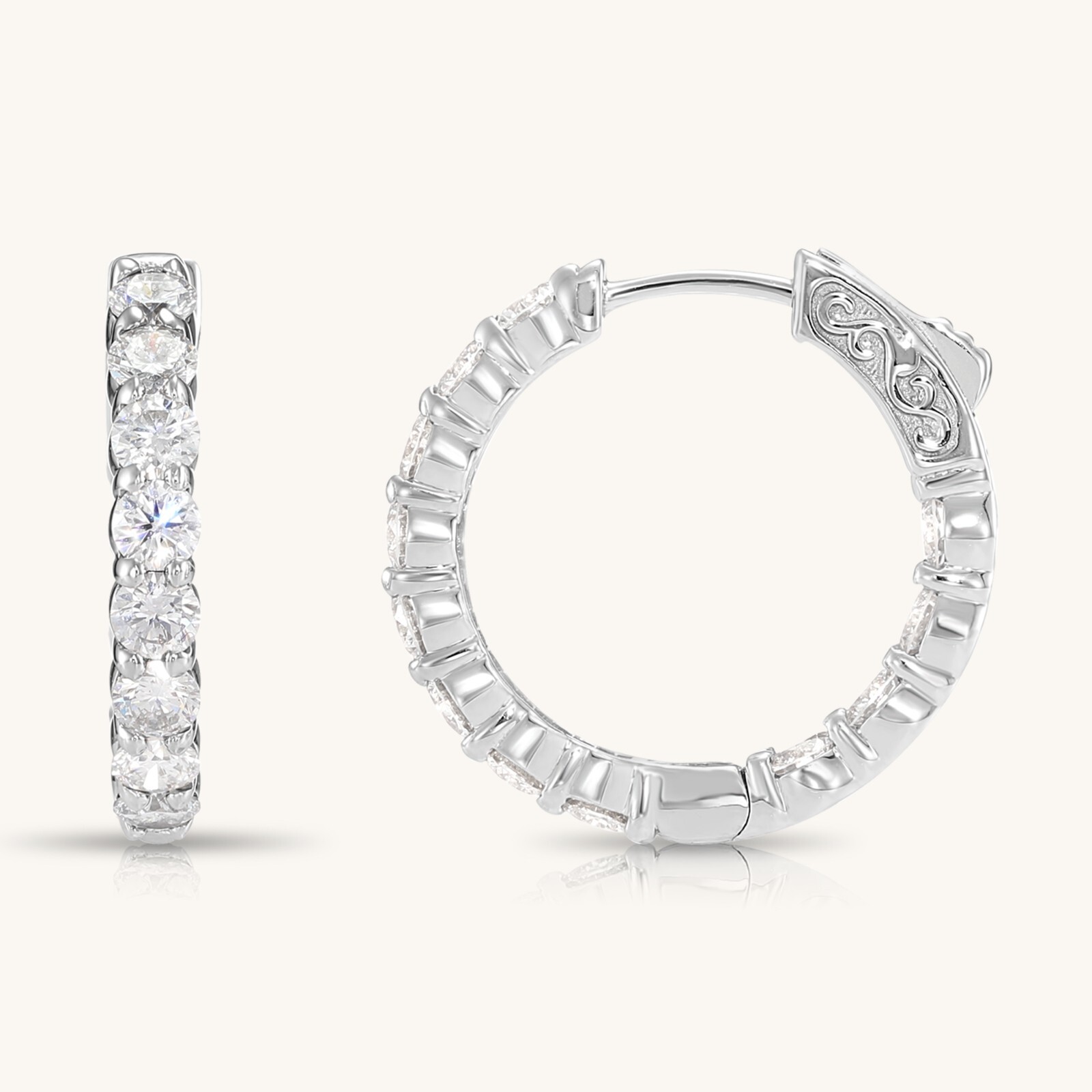 2.10 Carat Classy Round Huggies in 14K Gold and Brilliant LAB-GROWN Diamonds