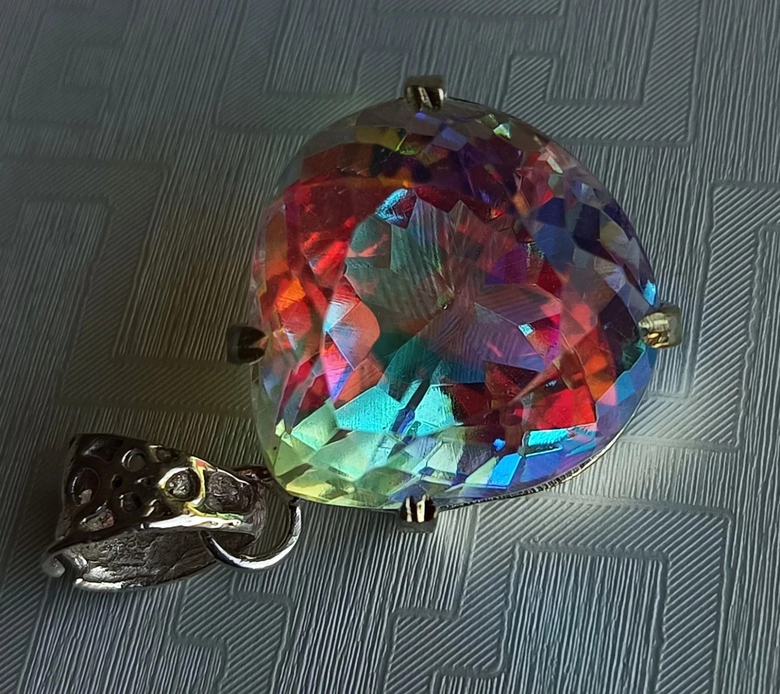 A+ Natural Mystic Topaz Pear Cut Rainbow Pendant 82.60 Ct MR Gems Certified T02