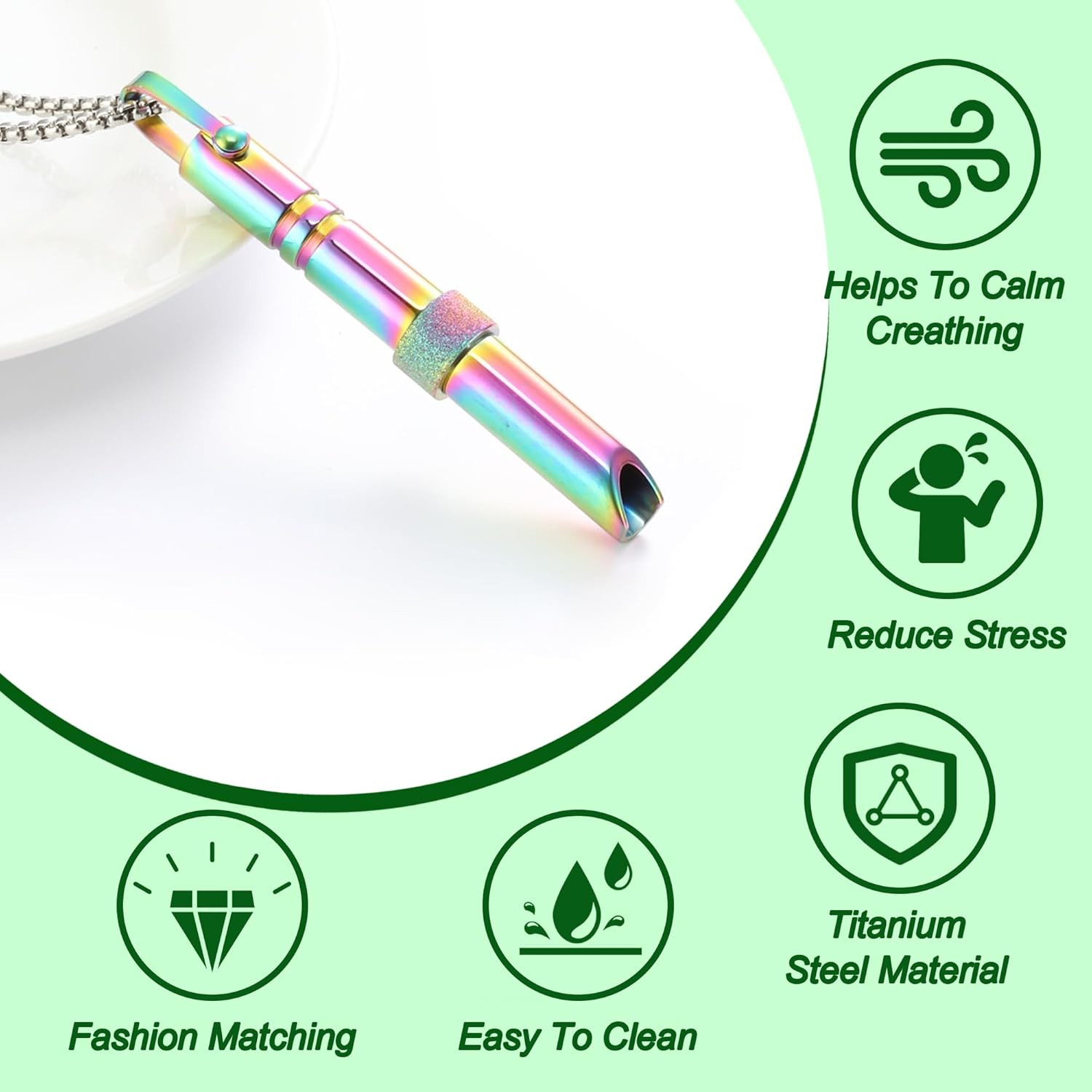 Colorous Anxiety Breathing Necklace for Meditation Mindfulness StressRelief Gift