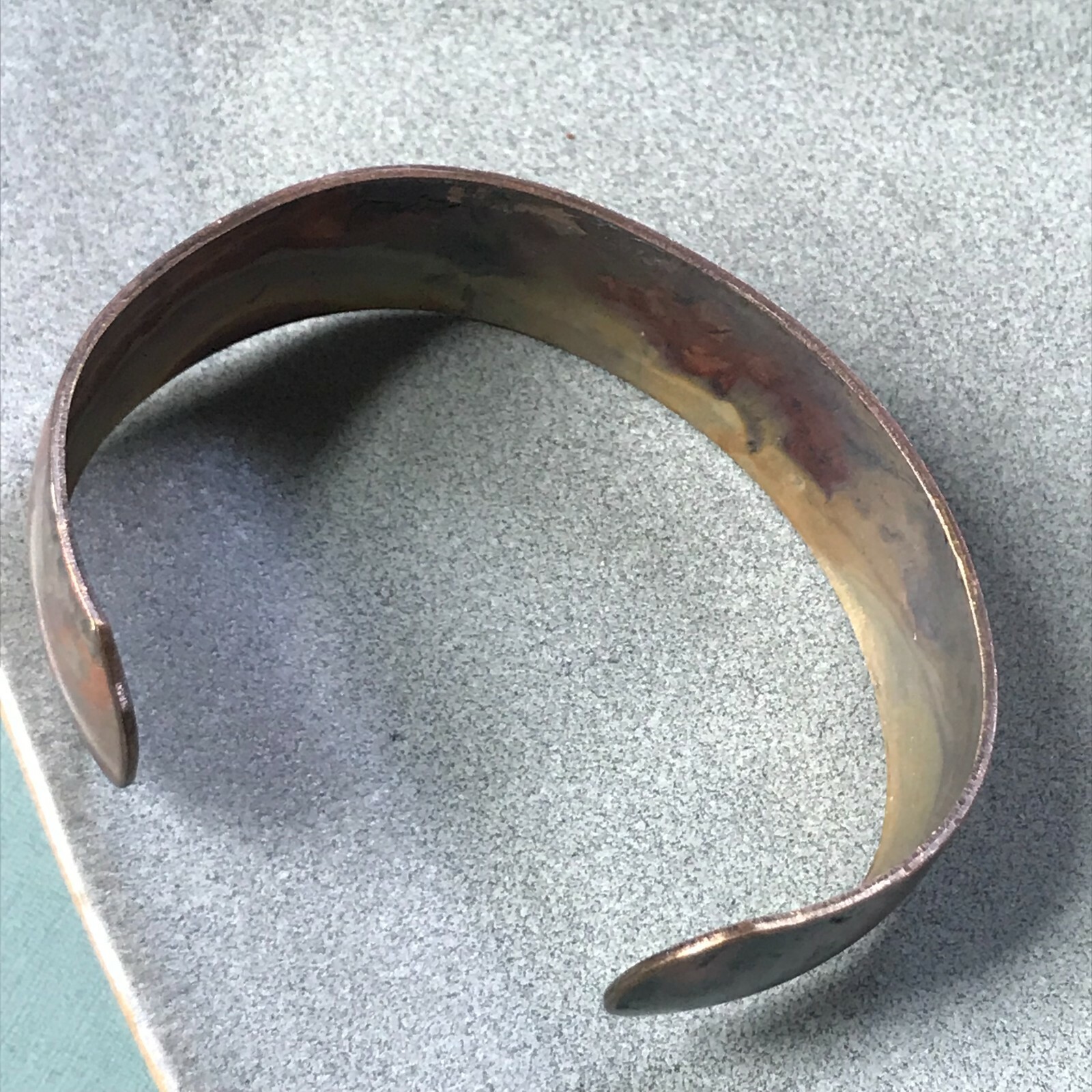Estate Very Pretty Solid Copper Swirly Cuff Bangle Bracelet – 2.25 inches in dia