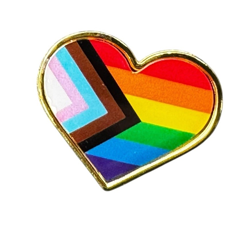 Pride Heart Pin Rainbow LGBTQ Progress Flag Love Equality Unity Inclusion New 1”