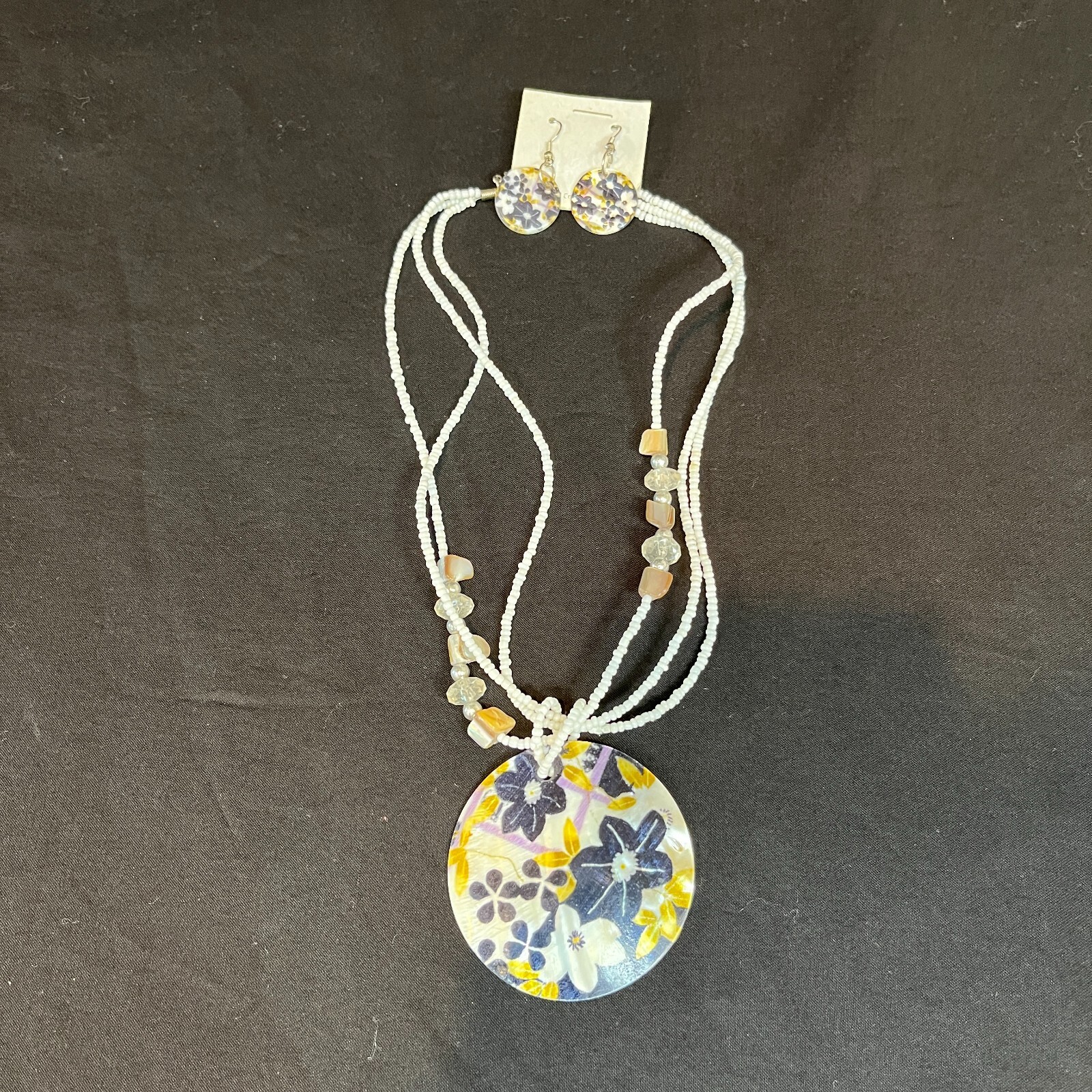 lead compliant floral necklace and earrings