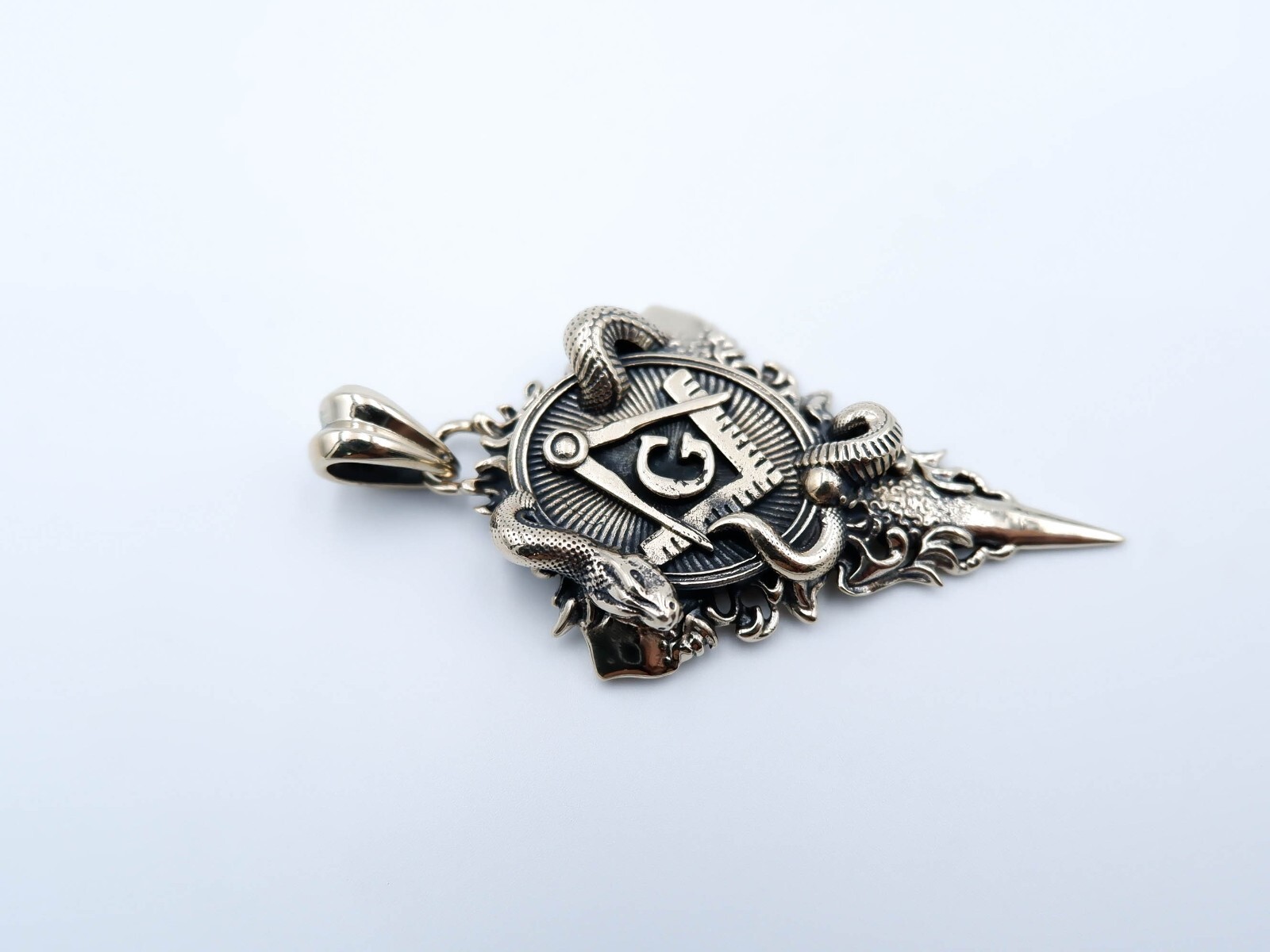 Freemason Masonic Pendant with Snake Master Brass Jewelry