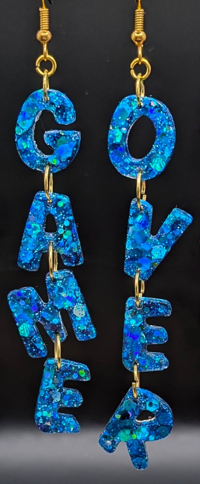 Glitter GAME OVER Earrings – Novelty X Box PlayStation Fun Gift For Gamers