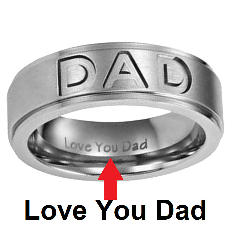 LOVE YOU DAD Engraved Ring With 24″ Stainless Steel Chain Link Necklace D570
