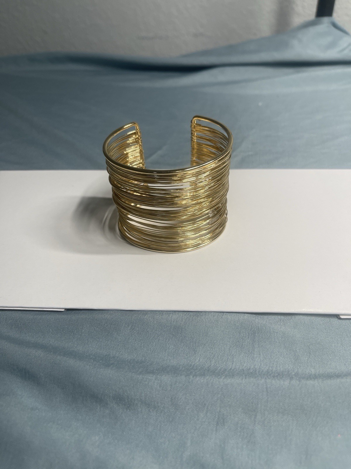 Gold Adjustable Wire Cuff Bracelet Metal Fashion Jewelry Less Than 8 in