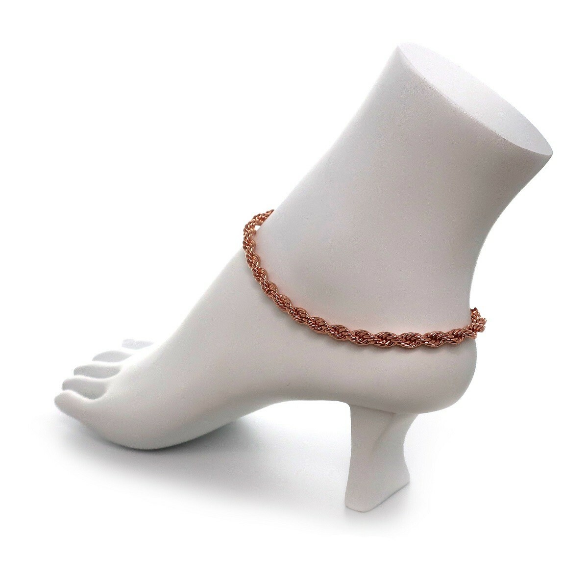 10″ Twist Rope Chain Anklet 5mm Ankle Bracelet 14K Italy Pink Rose Gold Plated