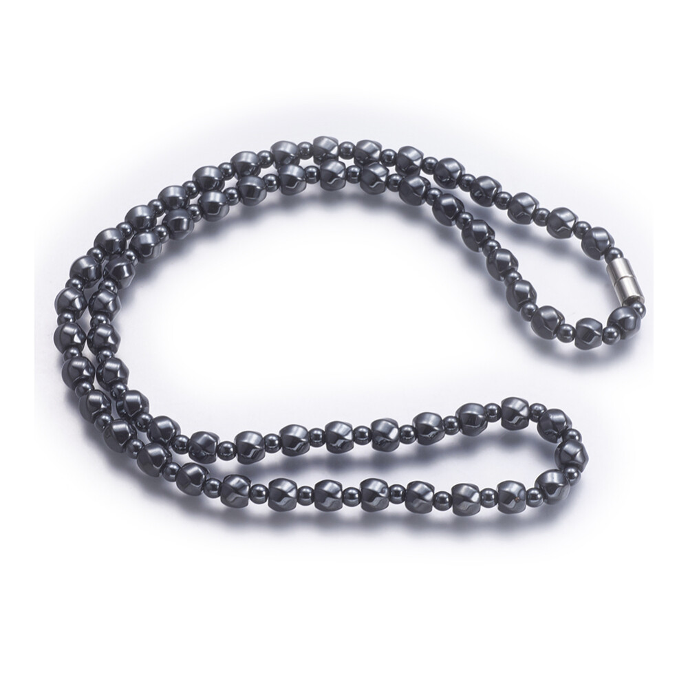 Non-magnetic Synthetic Hematite Beaded Necklaces Magnetic Twist 24” 61cm Z542