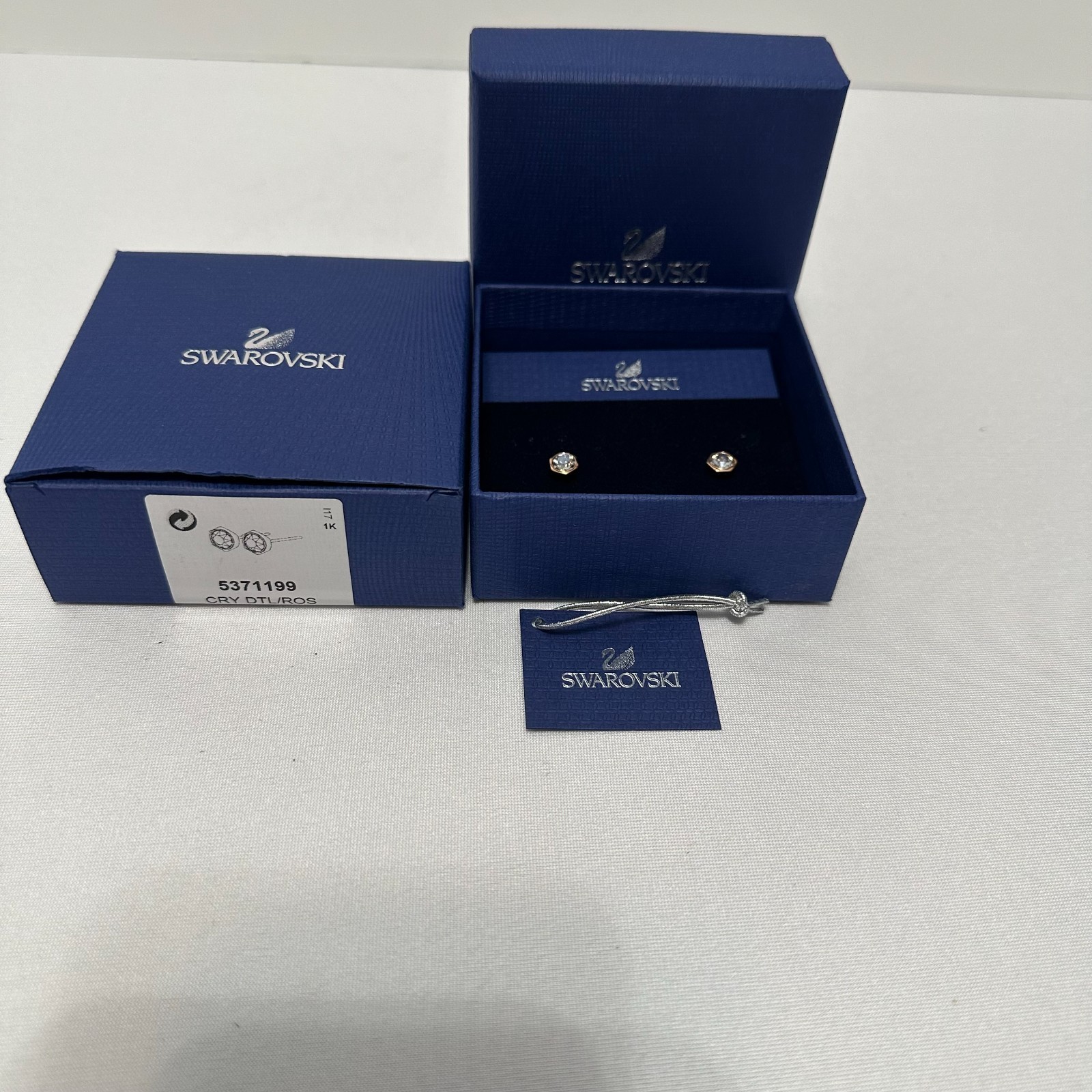 Swarovski 5371199 Rose Gold-Plated Hexagonal Stud Earrings With Gift Box