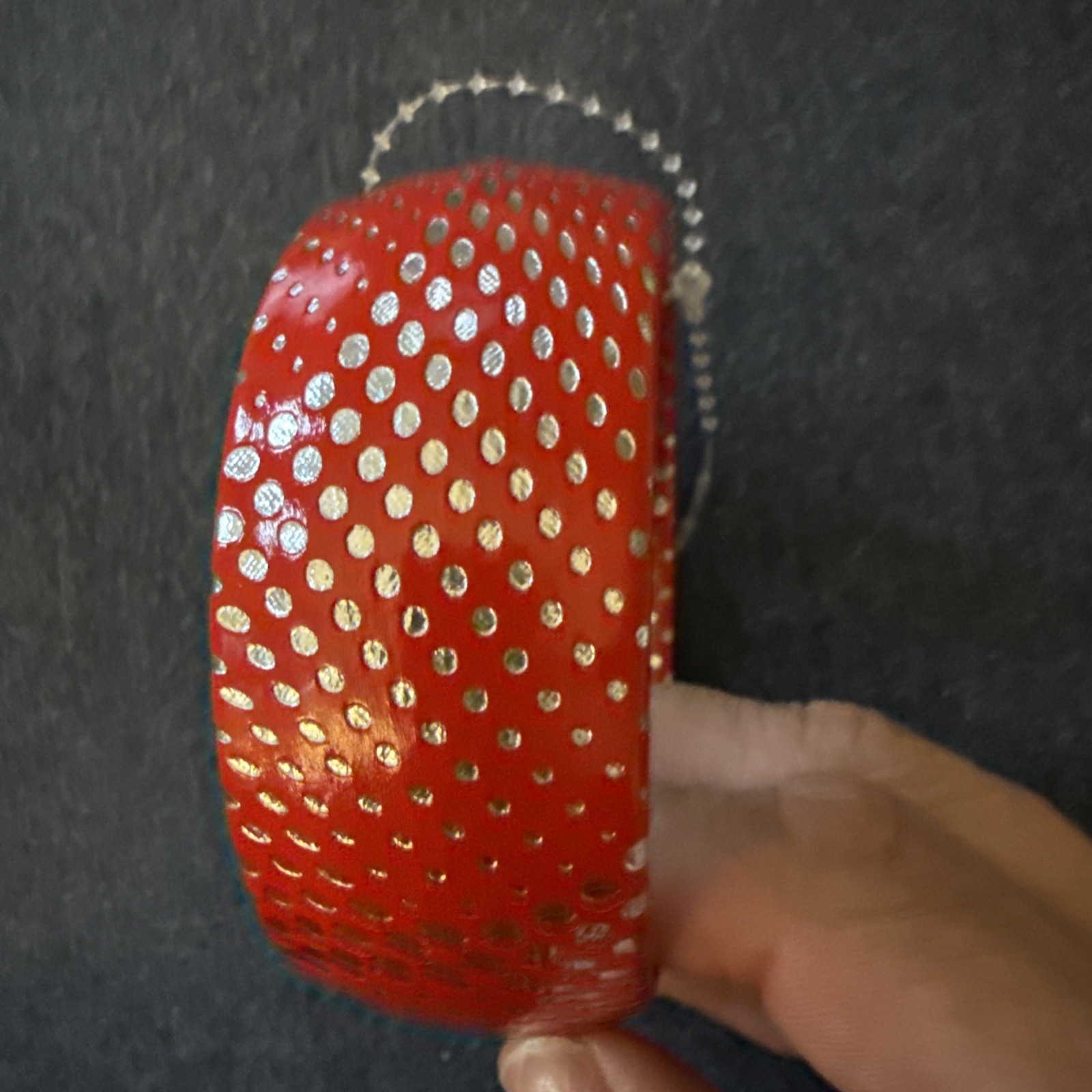 Red & Silver Print Bangle Bracelet Fits Up to 8″ wrist