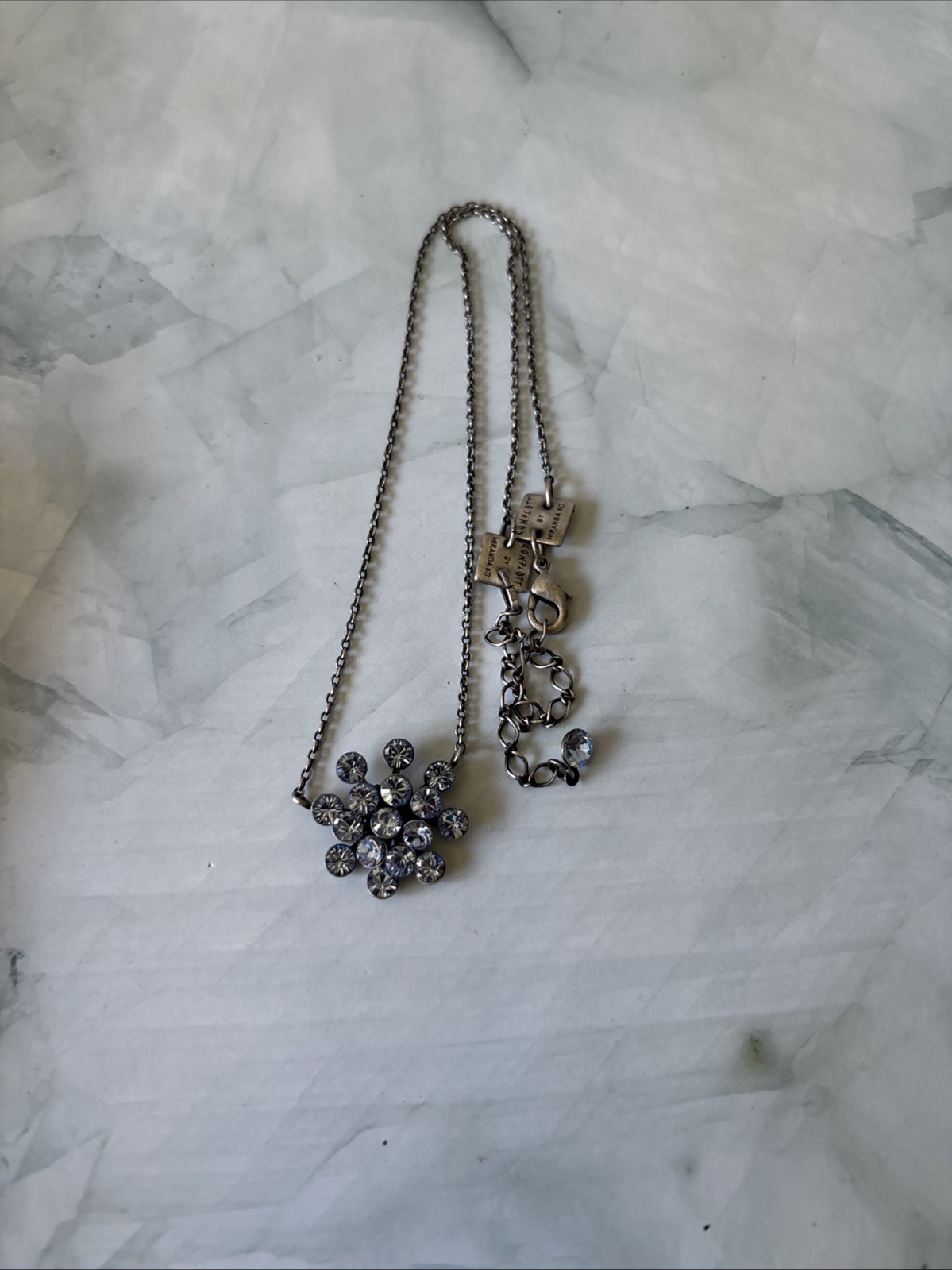 Snowflake Necklace Konplatt by Miranda Jo Pale Ice Blue Faceted Crystal Ethereal
