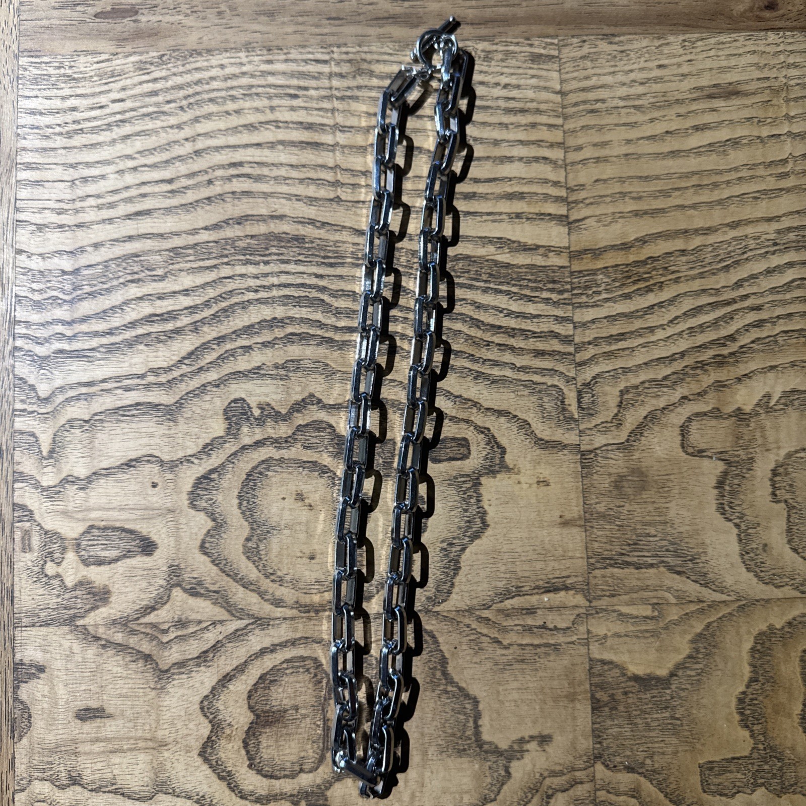 Chunky silvery 55cm/22in Square O Link Paperclip Necklace