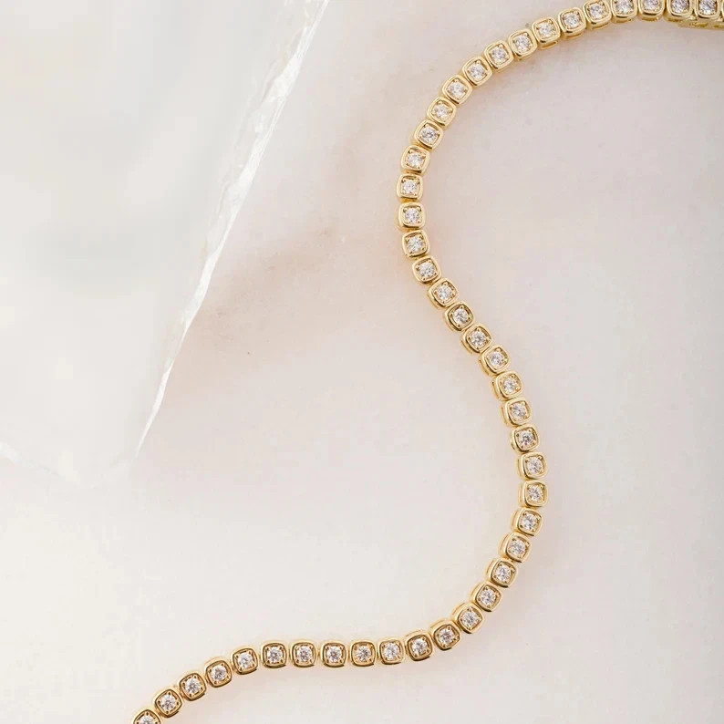 3ct Round Cut Simulated Diamond Women Tennis Bracelet 14k Yellow Gold Plated