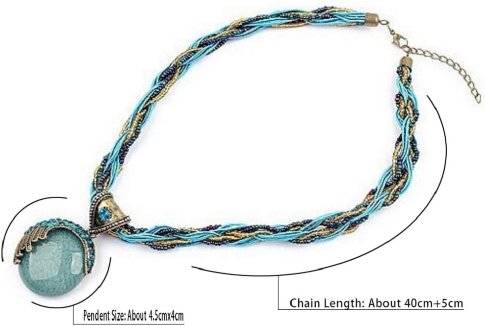 Vintage-Inspired Turquoise Necklace with Adjustable Rope Chain – Women’s Fashion