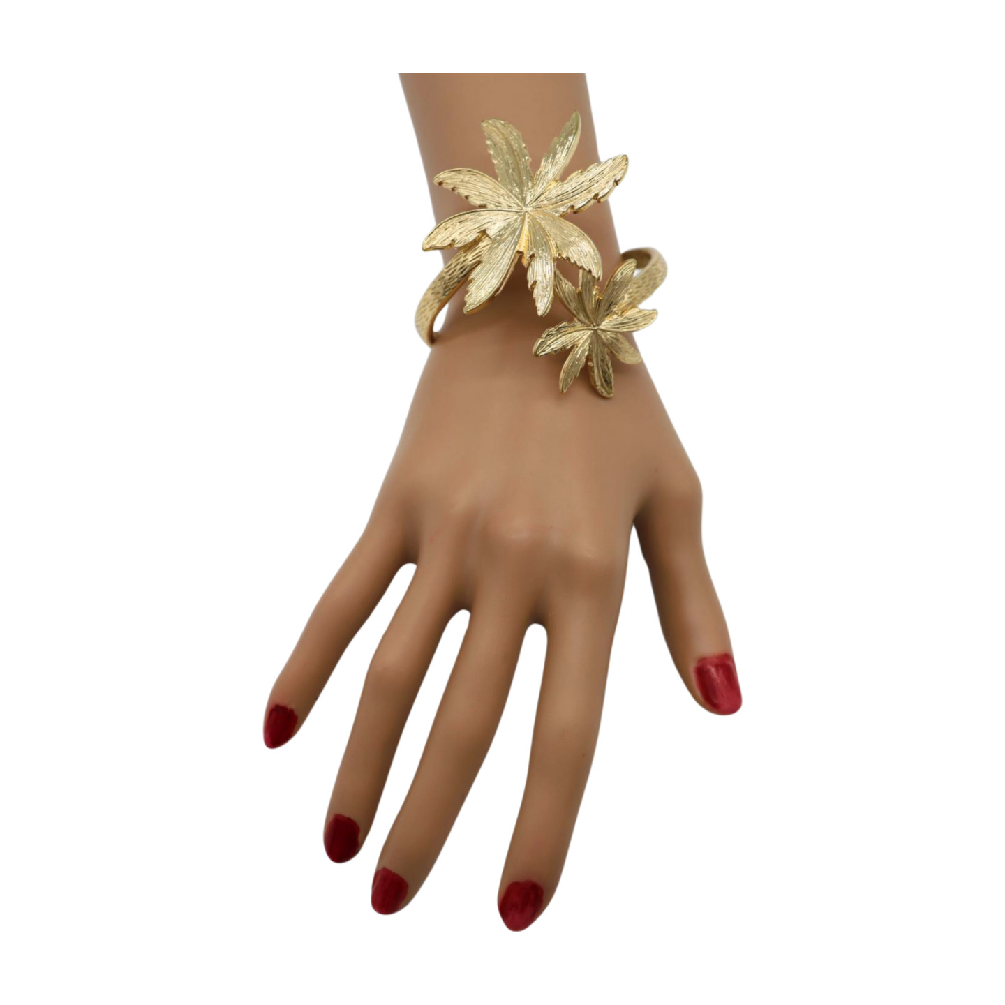 Women Wrist / Arm Cuff Bracelet Gold Metal Flowers Wrap Around Cute Accessory