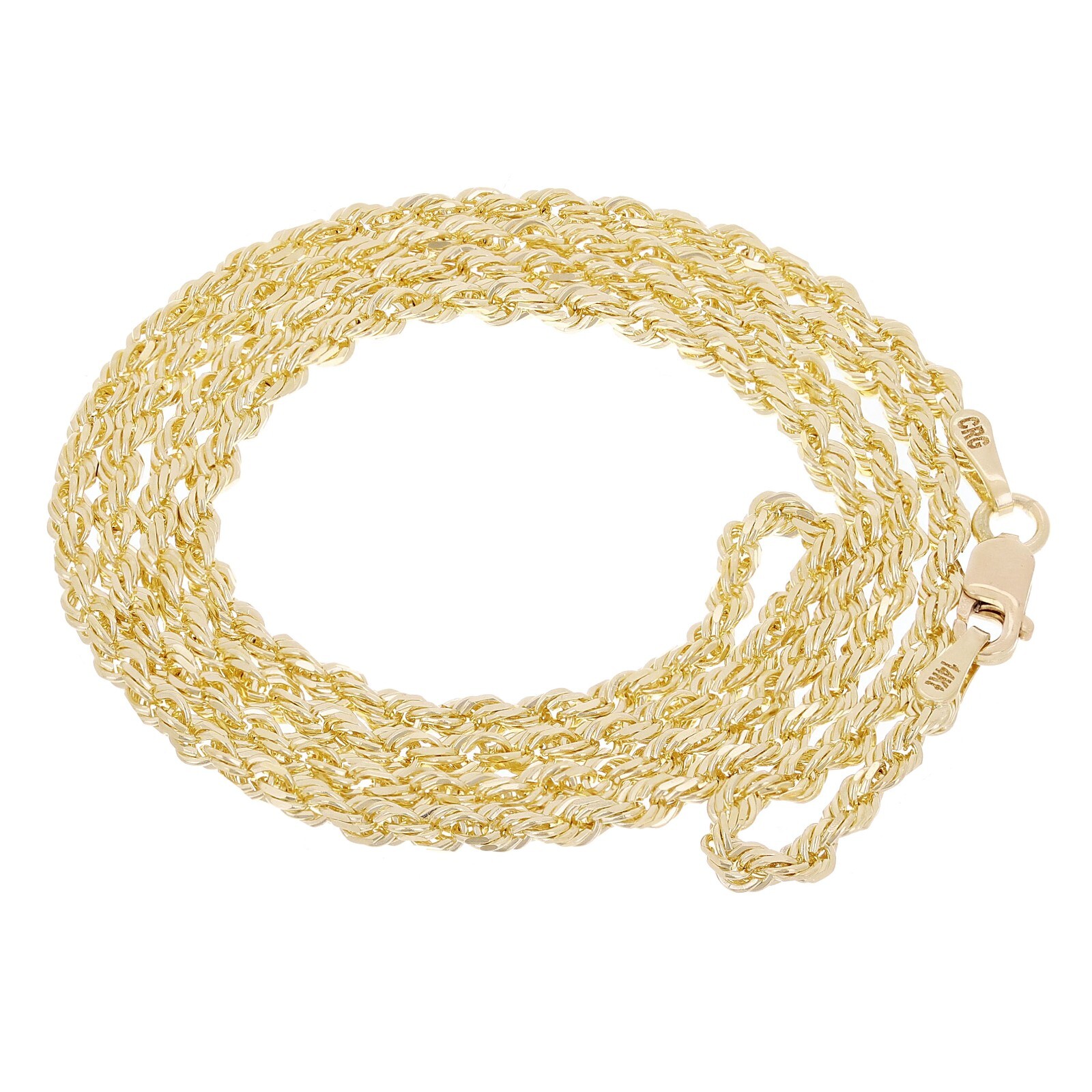 14k Yellow Gold Solid Diamond Cut Rope Chain Necklace 22″ 2.5mm 10.5 grams