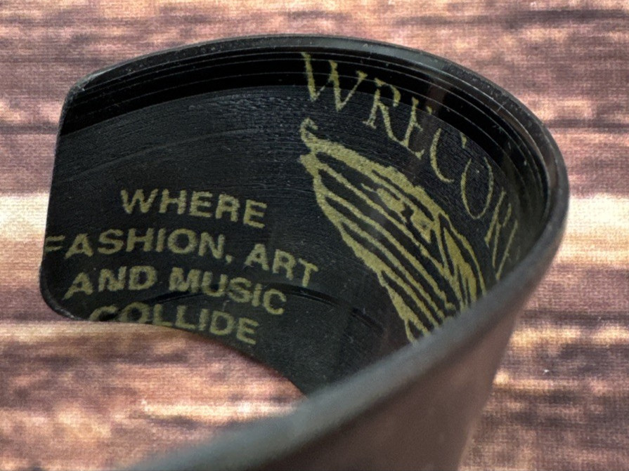 Wrecords by Monkey Vinyl Record Cuff Bracelet Black Brown and Green