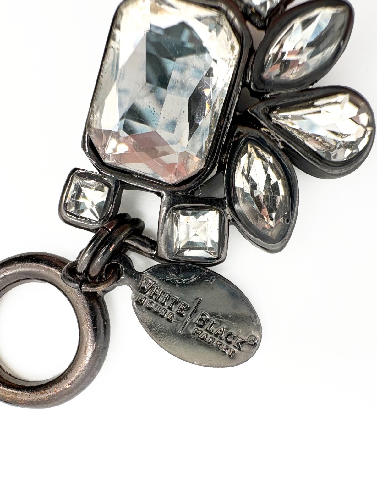 White House Black Market Rhinestone Bracelet Gunmetal Statement Toggle Bracelet